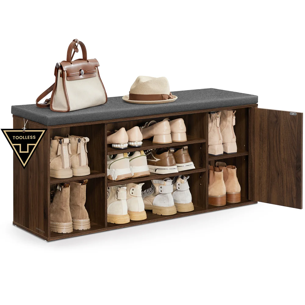 Storage bench shoe cabinet with door for entryway or bedroom - Image 4