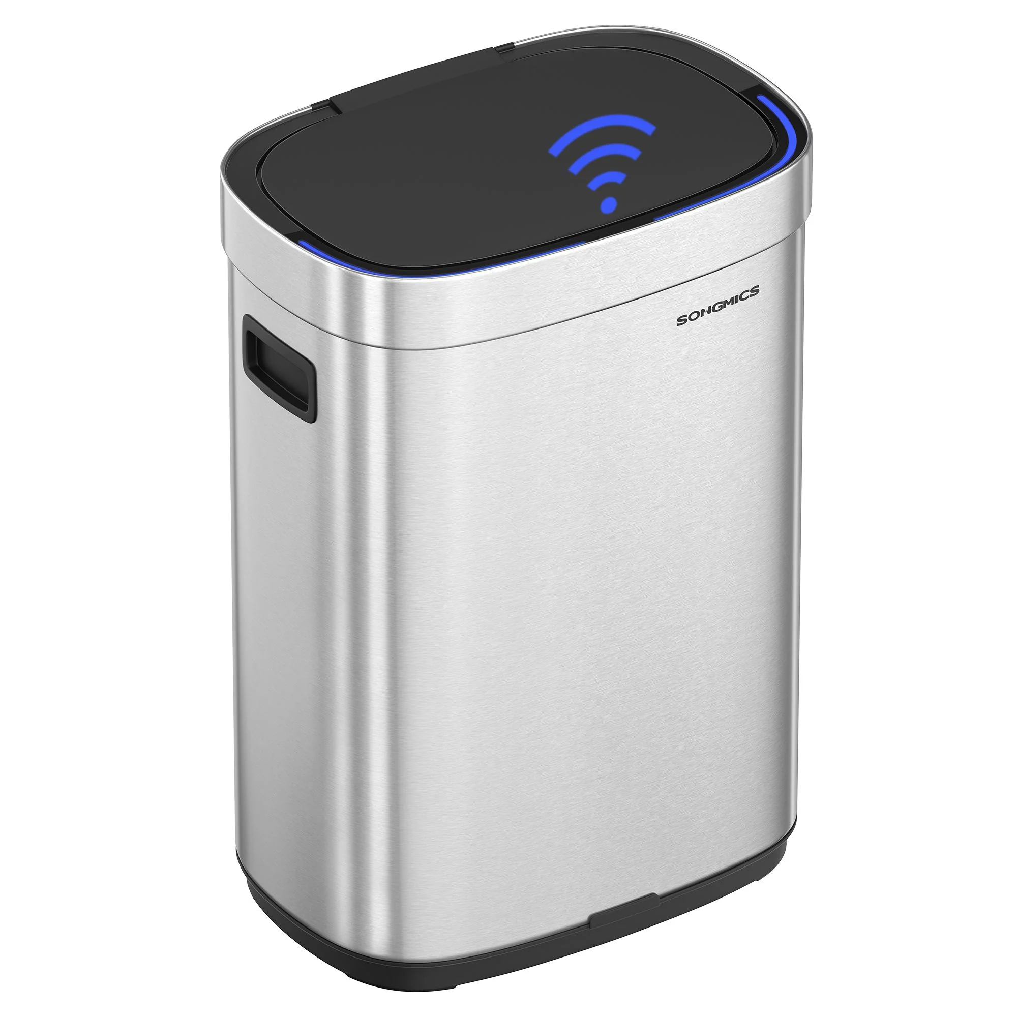 Kitchen Trash Can, 17.2-Gallon (65 L) Motion Sensor Garbage Can, Stainless Steel Trash Bin, Ozone Odor Control, Stay-Open, Metallic Silver