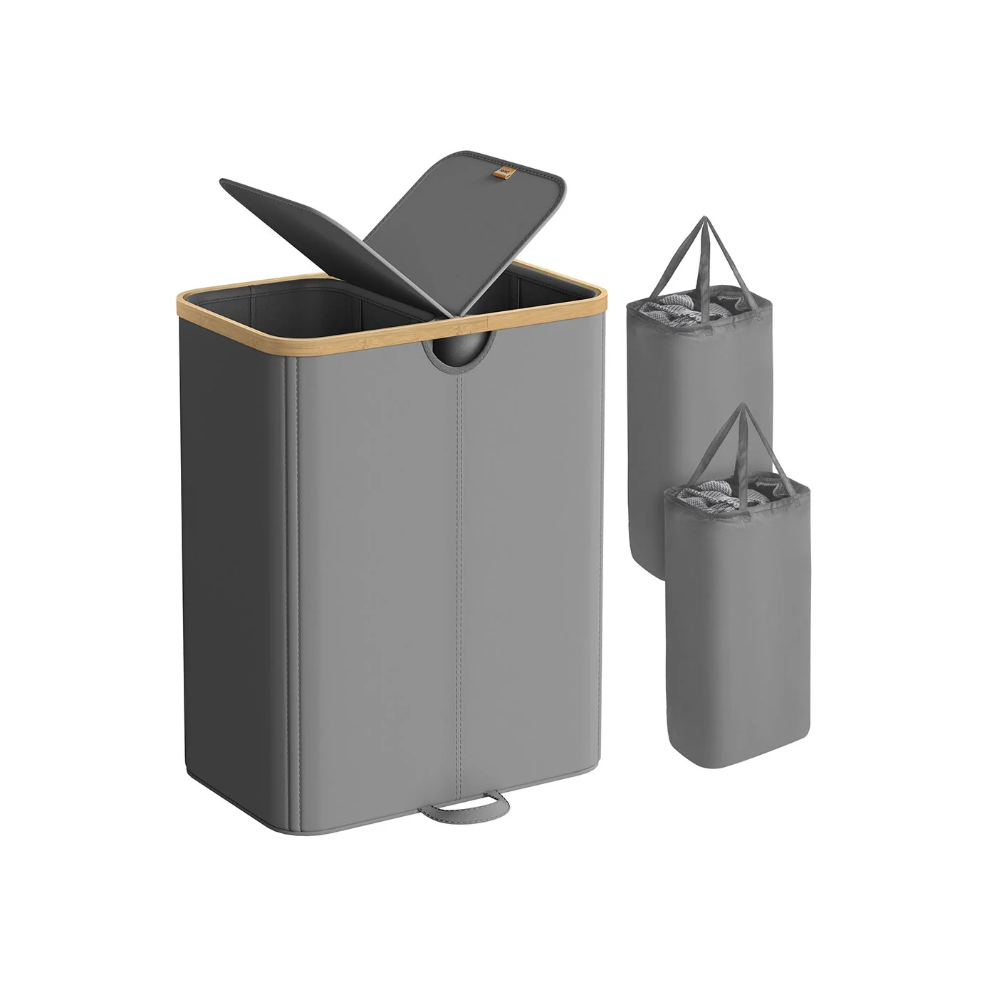 Laundry hamper with dual compartments and removable liner - Image 2