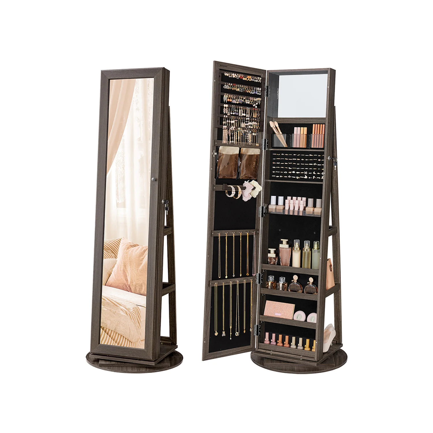 Lockable Jewelry Organizer with Full-Length Mirror - Image 5