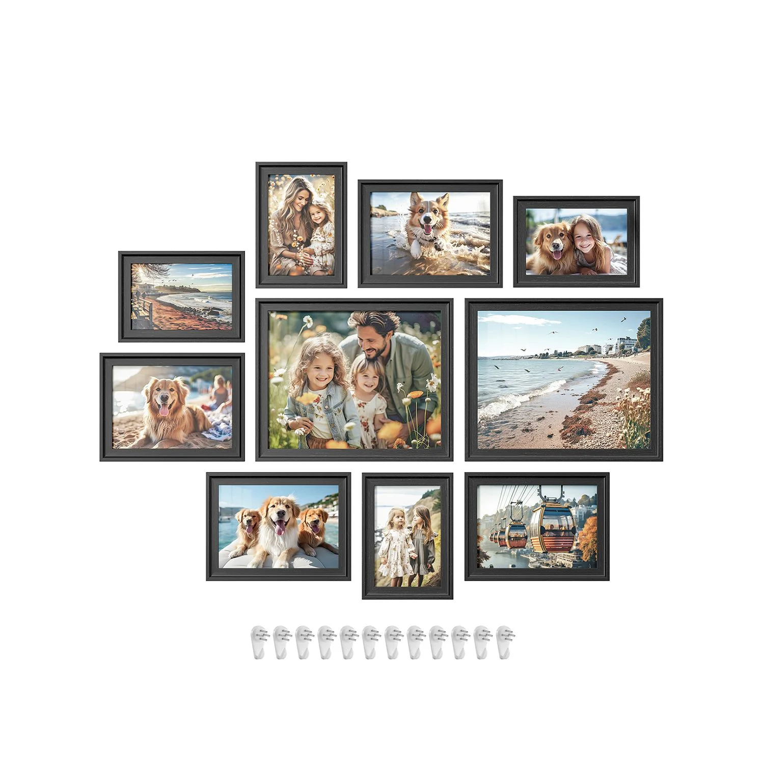 Set of 10 Picture Frames with 16 Mats