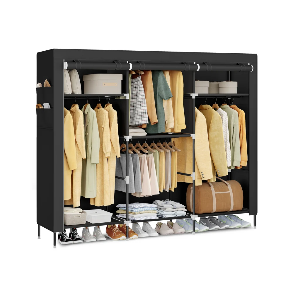 Fabric portable closet with shelves and hanging rods - Image 2