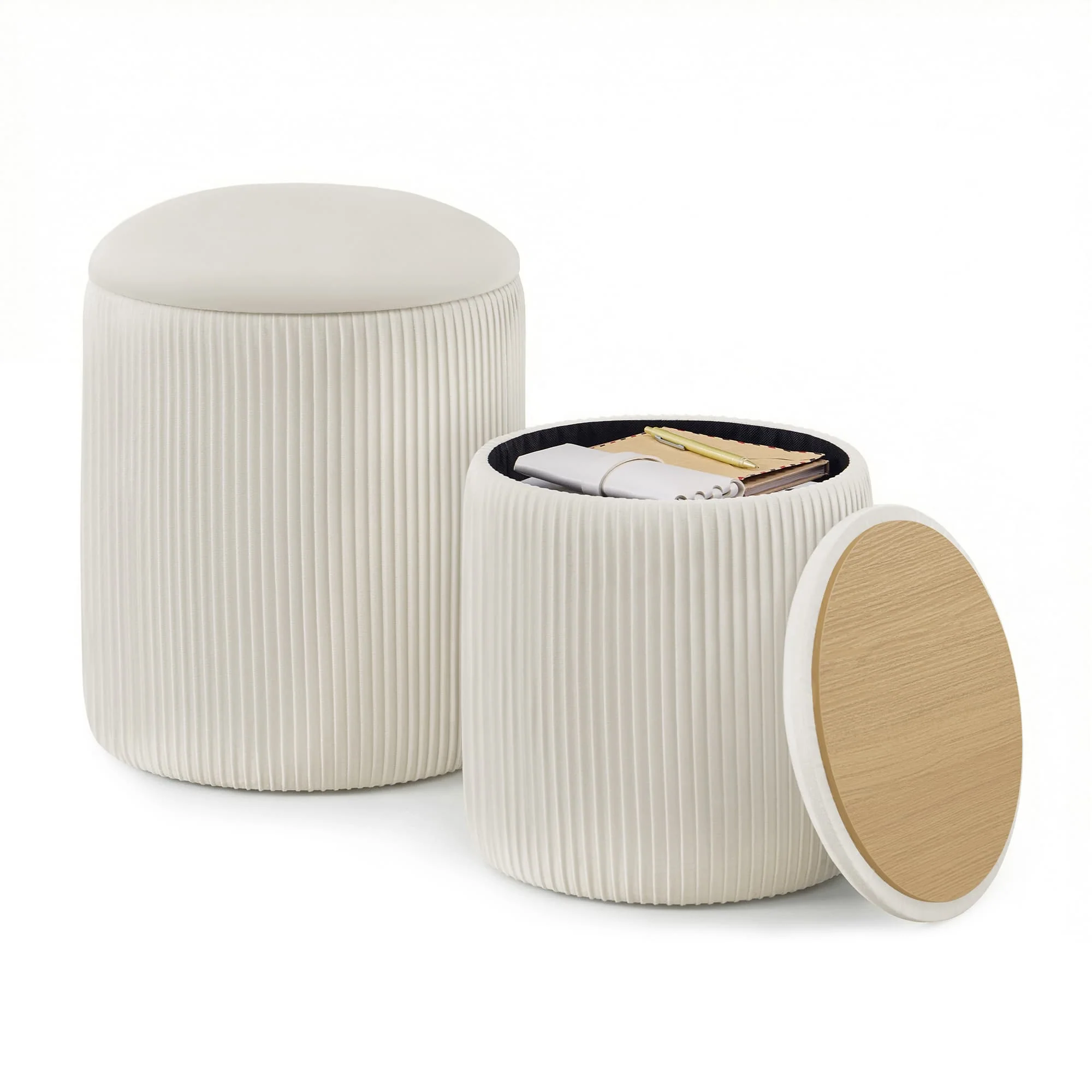 Set of two round storage stools for bedroom and lounge - Image 3