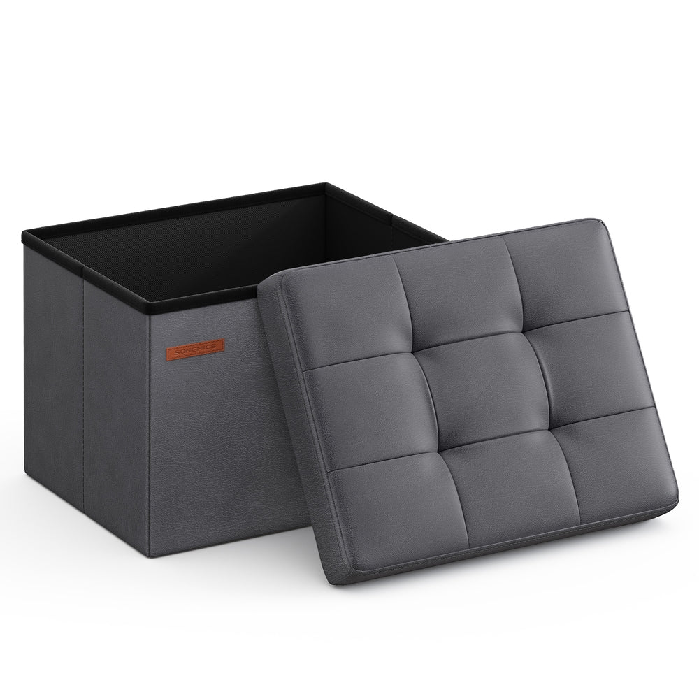 Folding Storage Ottoman Bench, Synthetic Leather - Image 5