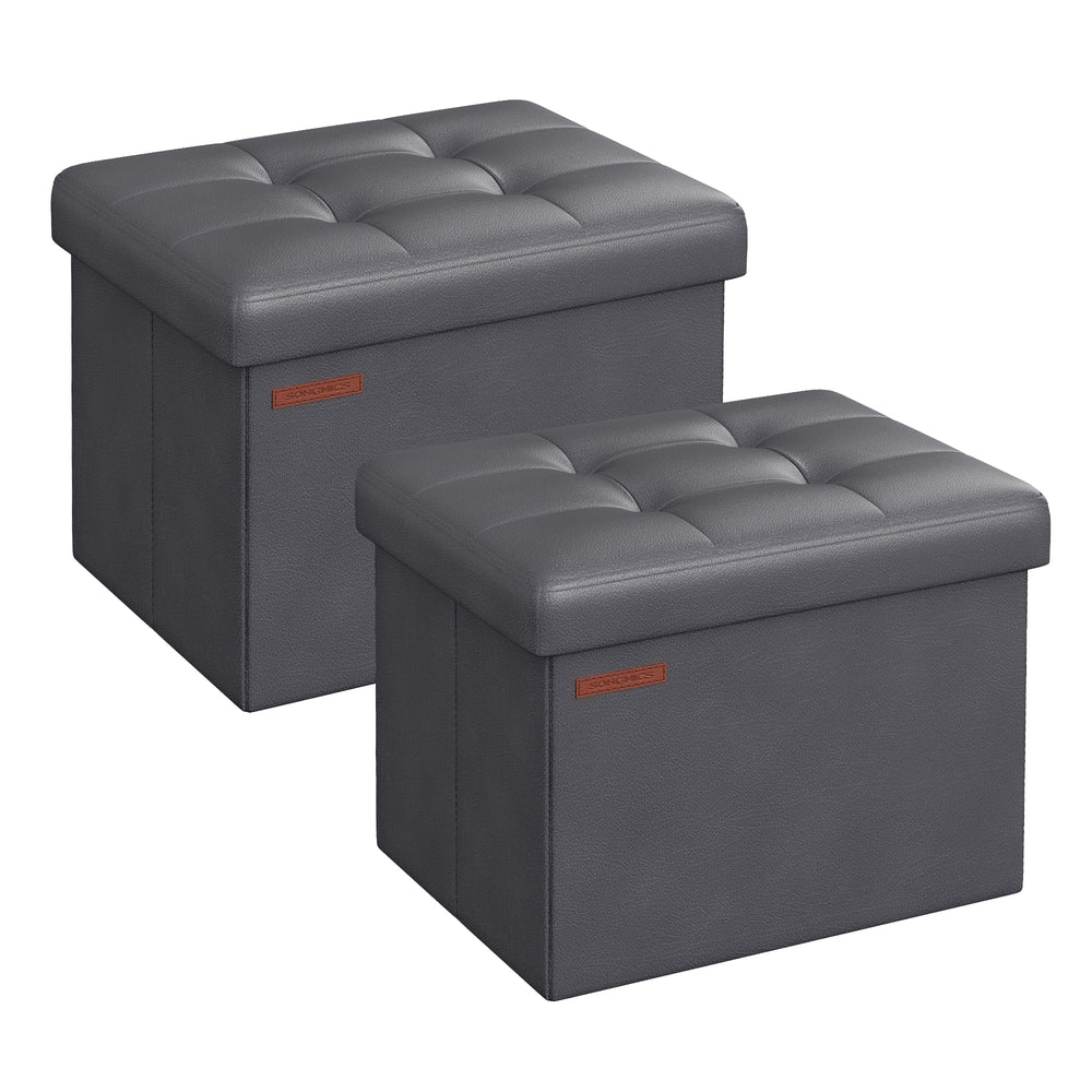 Folding Storage Ottoman Bench, Synthetic Leather - Image 6