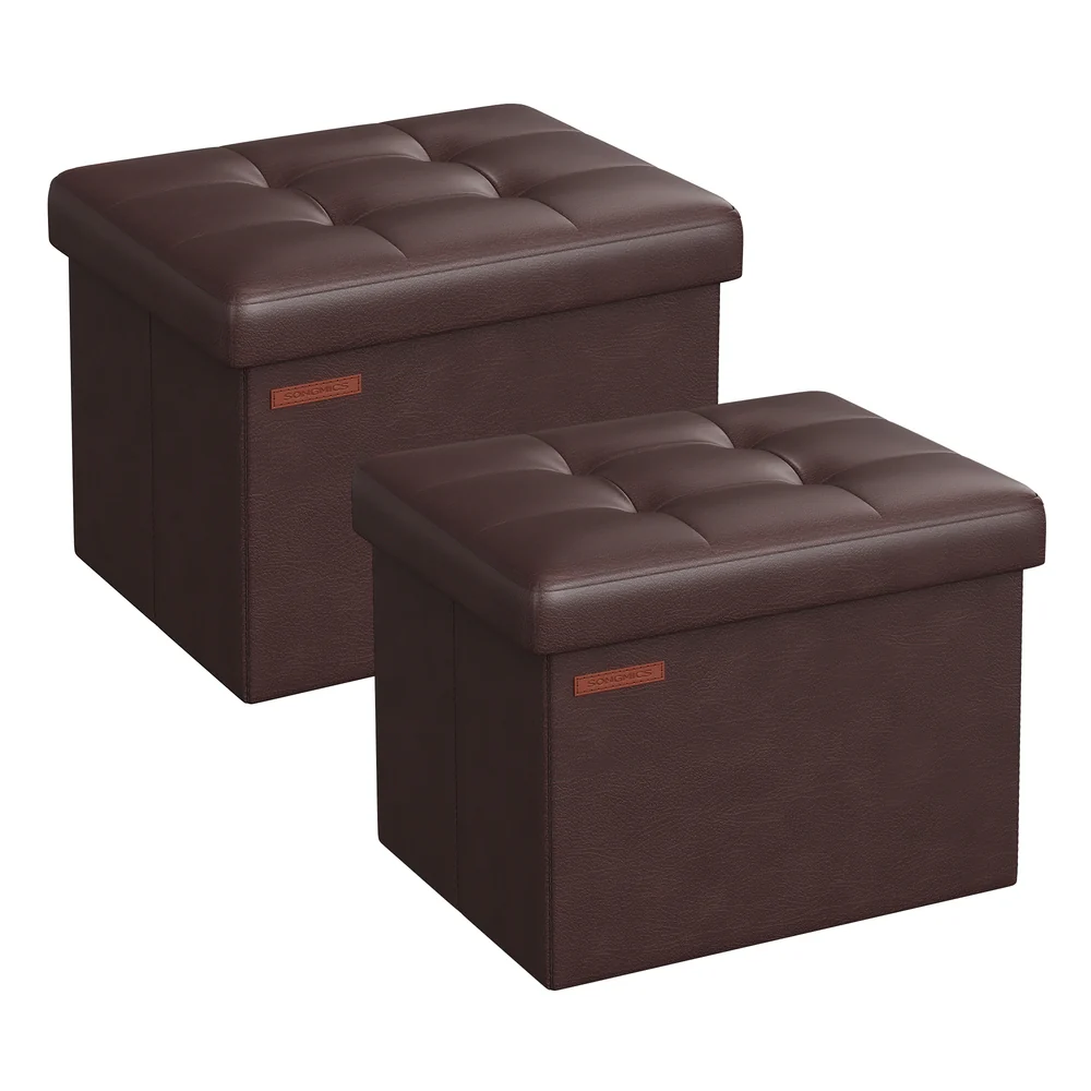 Folding Storage Ottoman Bench, Synthetic Leather - Image 7