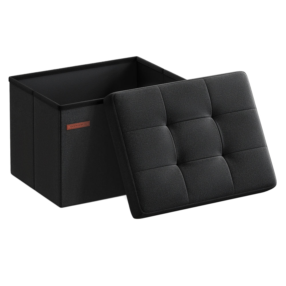 MAZIE Collection - Small Folding Storage Ottoman, Linen-Look Fabric - Image 5