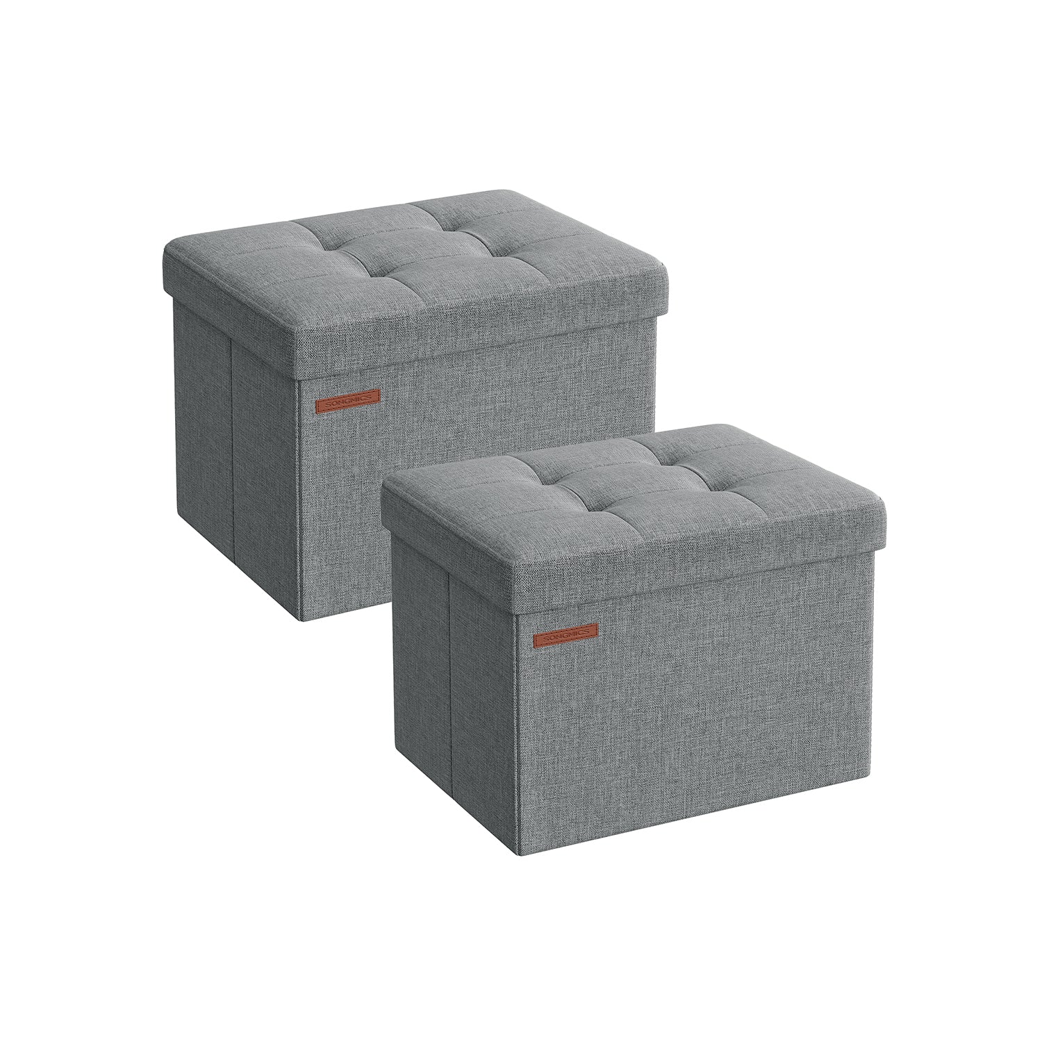 MAZIE Collection - Small Folding Storage Ottoman, Linen-Look Fabric - Image 7