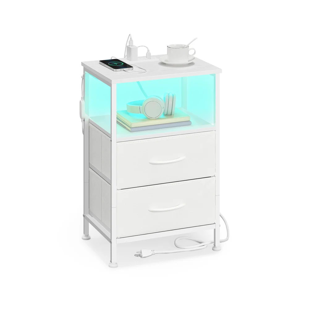 Smart bedside table with charging station and app controlled led lights - Image 2