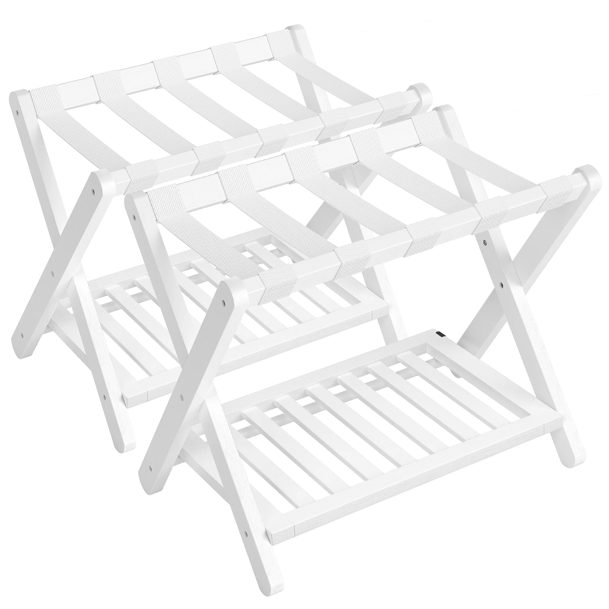 Solid Wood Luggage Racks, Set of 2, No Assembly Required, Foldable Suitcase Stand, Luggage Holder