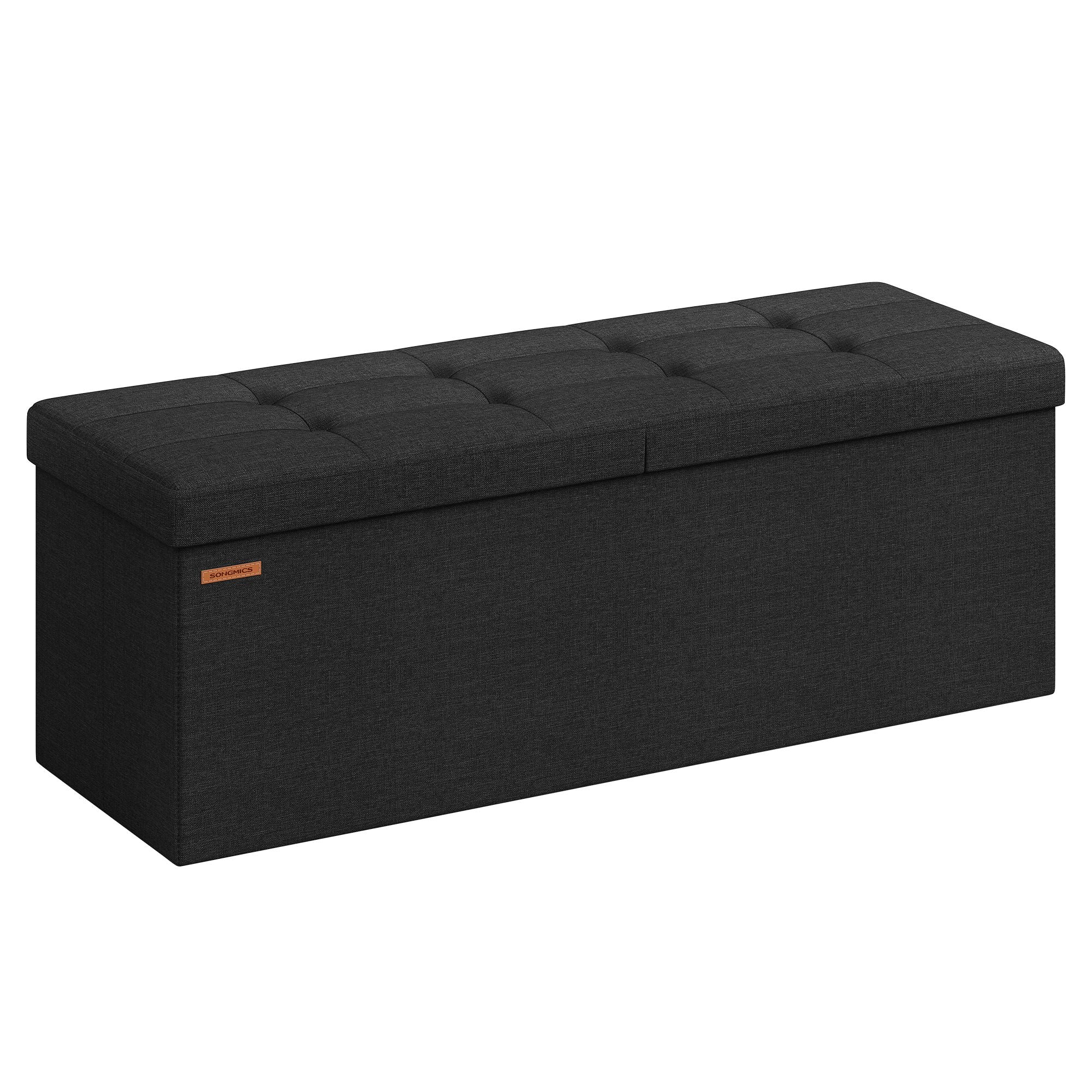 SONGMICS 110 cm Storage Ottoman, Foldable Storage Bench with Flipping Lid, 300 kg Load Capacity, for Entryway, Living Room
