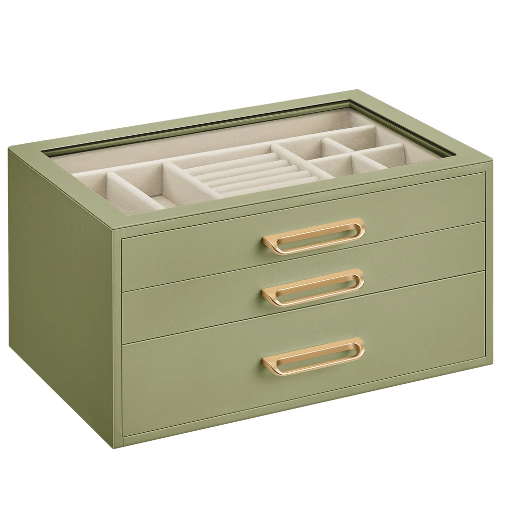 SONGMICS 3-Layer Jewelry Box with Glass Window - Image 2