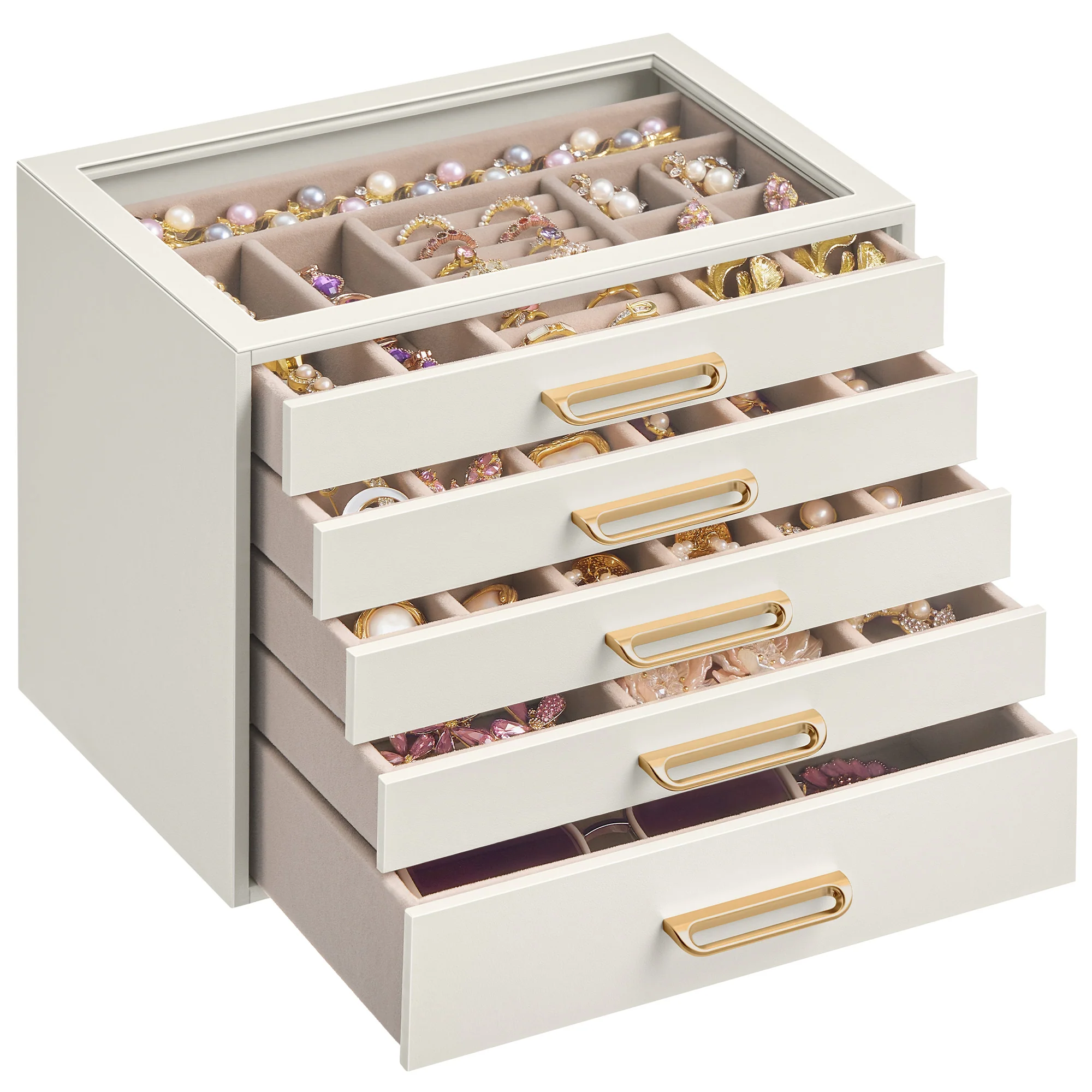 SONGMICS 5-Layer Jewelry Box with Glass Window - Image 2