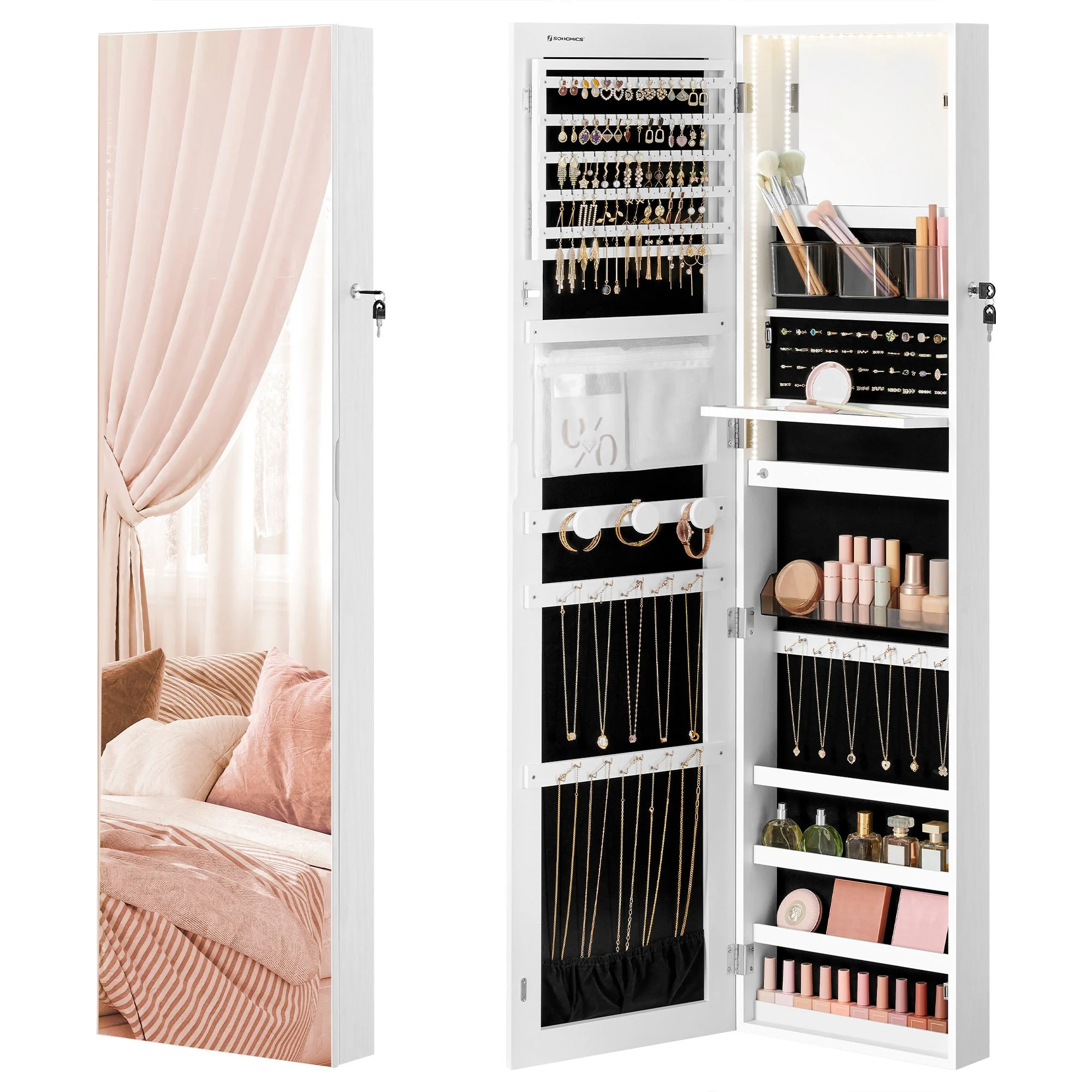 SONGMICS 55 Inches Tall Spacious Jewelry Cabinet