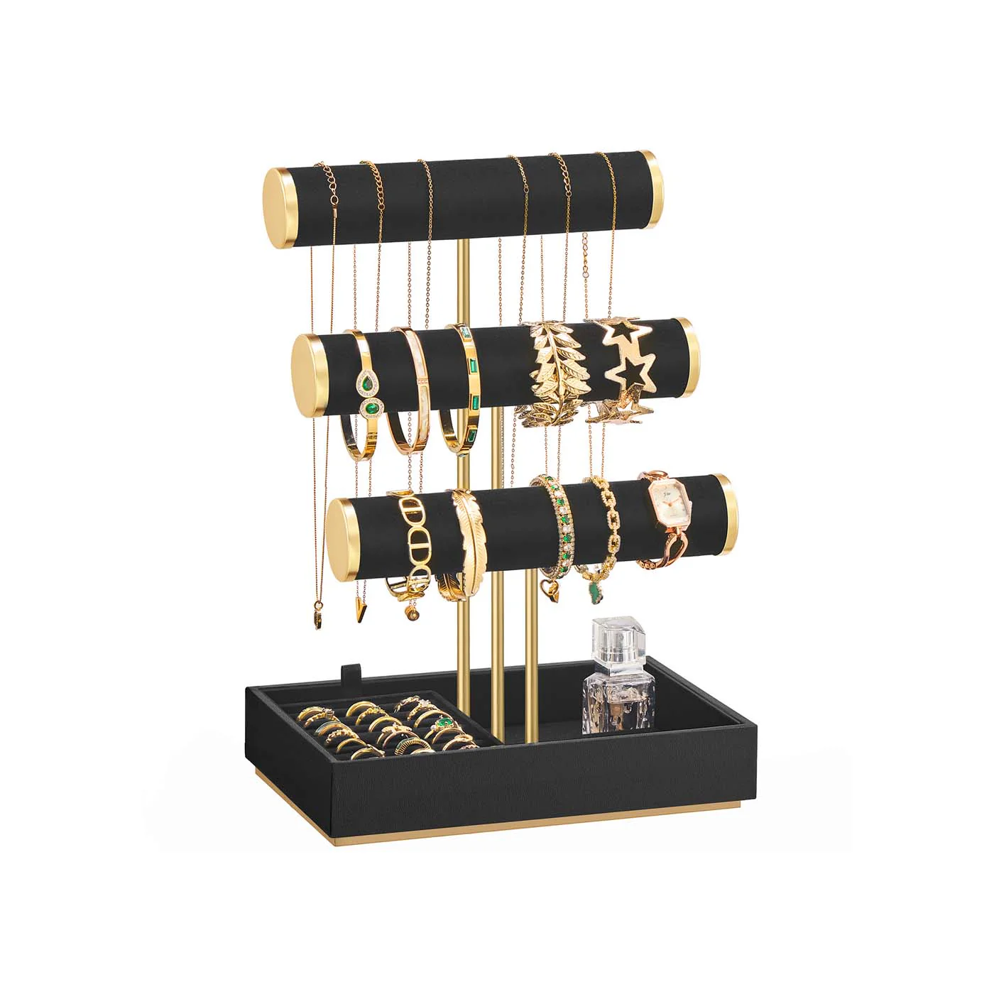 Jewelry stand with velvet tray and removable ring holder - Image 2