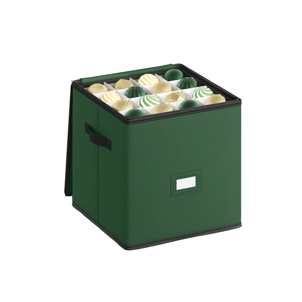 SONGMICS Christmas Ornament Storage Box, Bauble Storage Box with Dividers, Oxford Fabric, Zippers, Side Handles, Under the Bed - Image 6