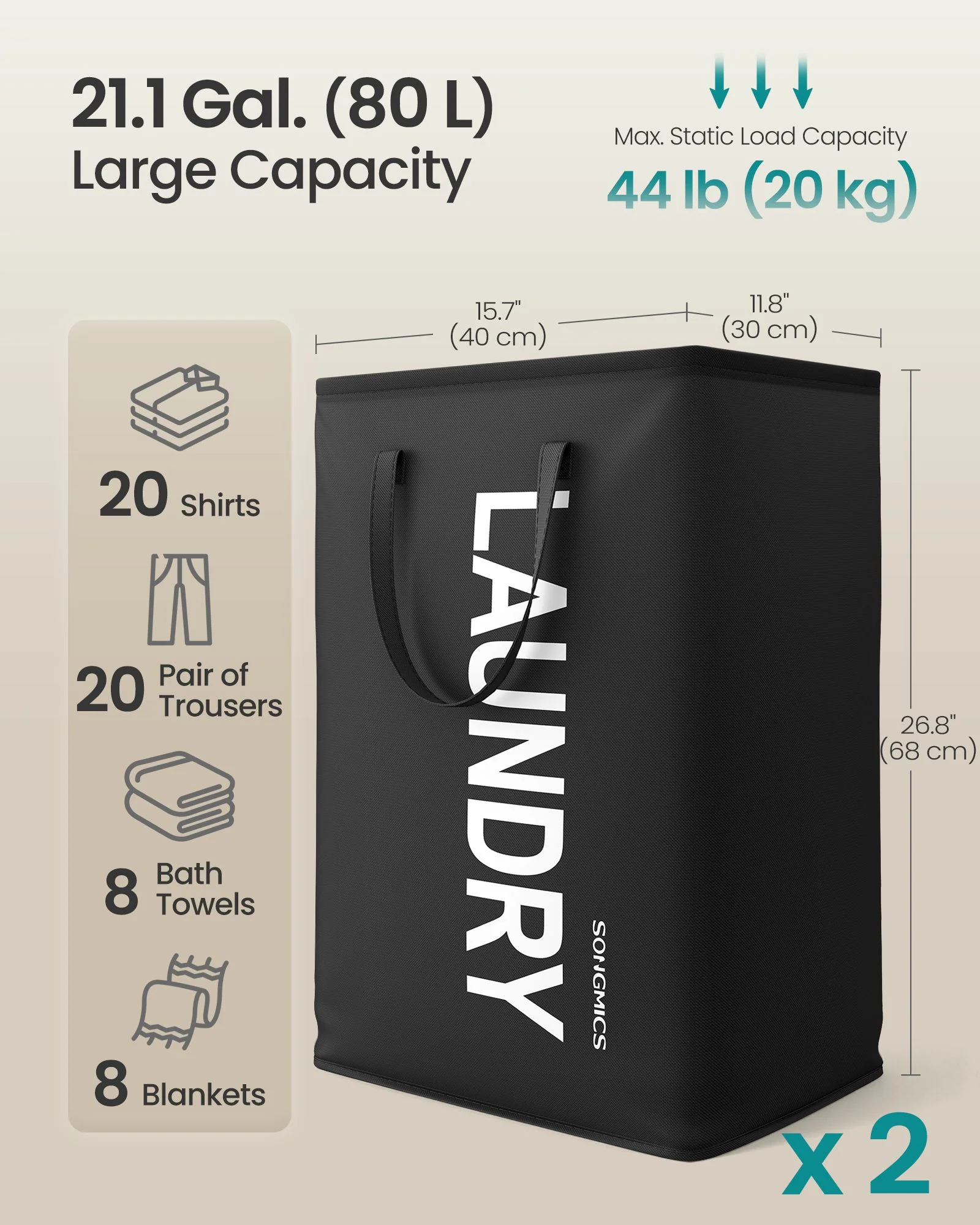 SONGMICS Foldable Laundry Hamper