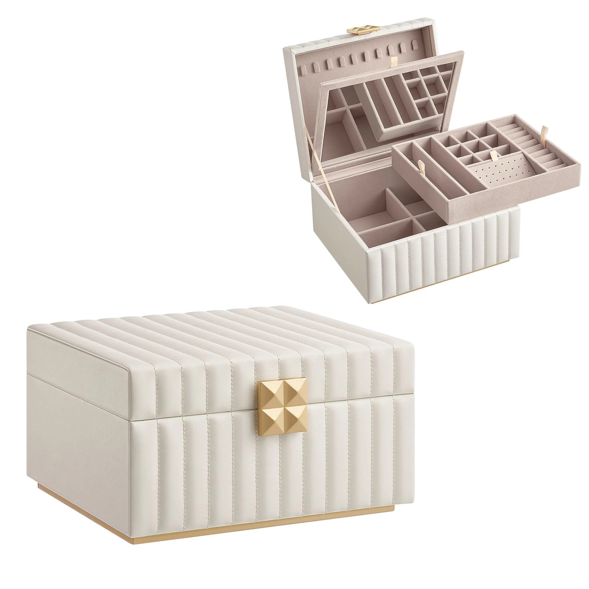 ANAH Collection - 2-Tier Jewelry Box with Mirror
