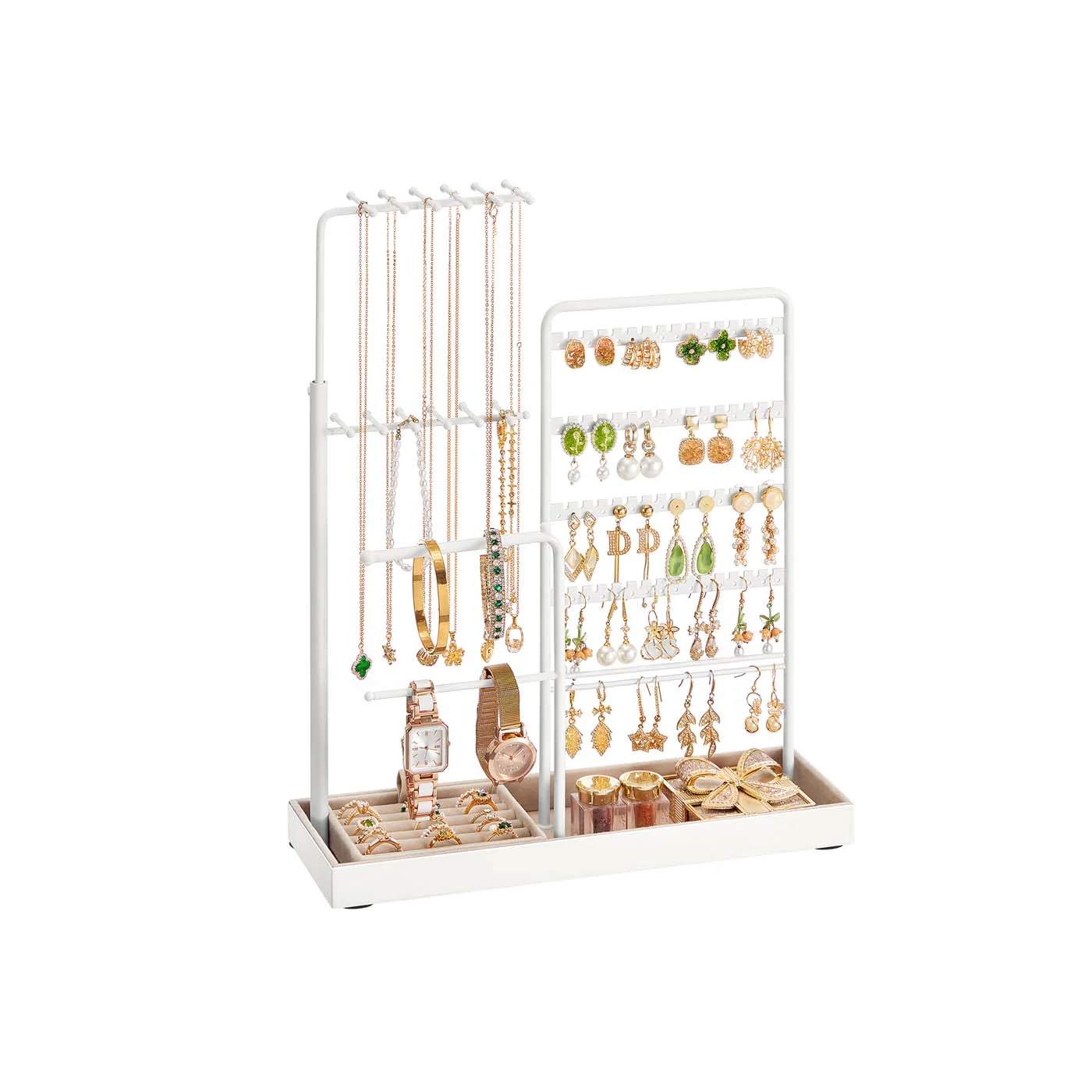 Jewelry holder with metal frame velvet tray and adjustable stand - Image 2