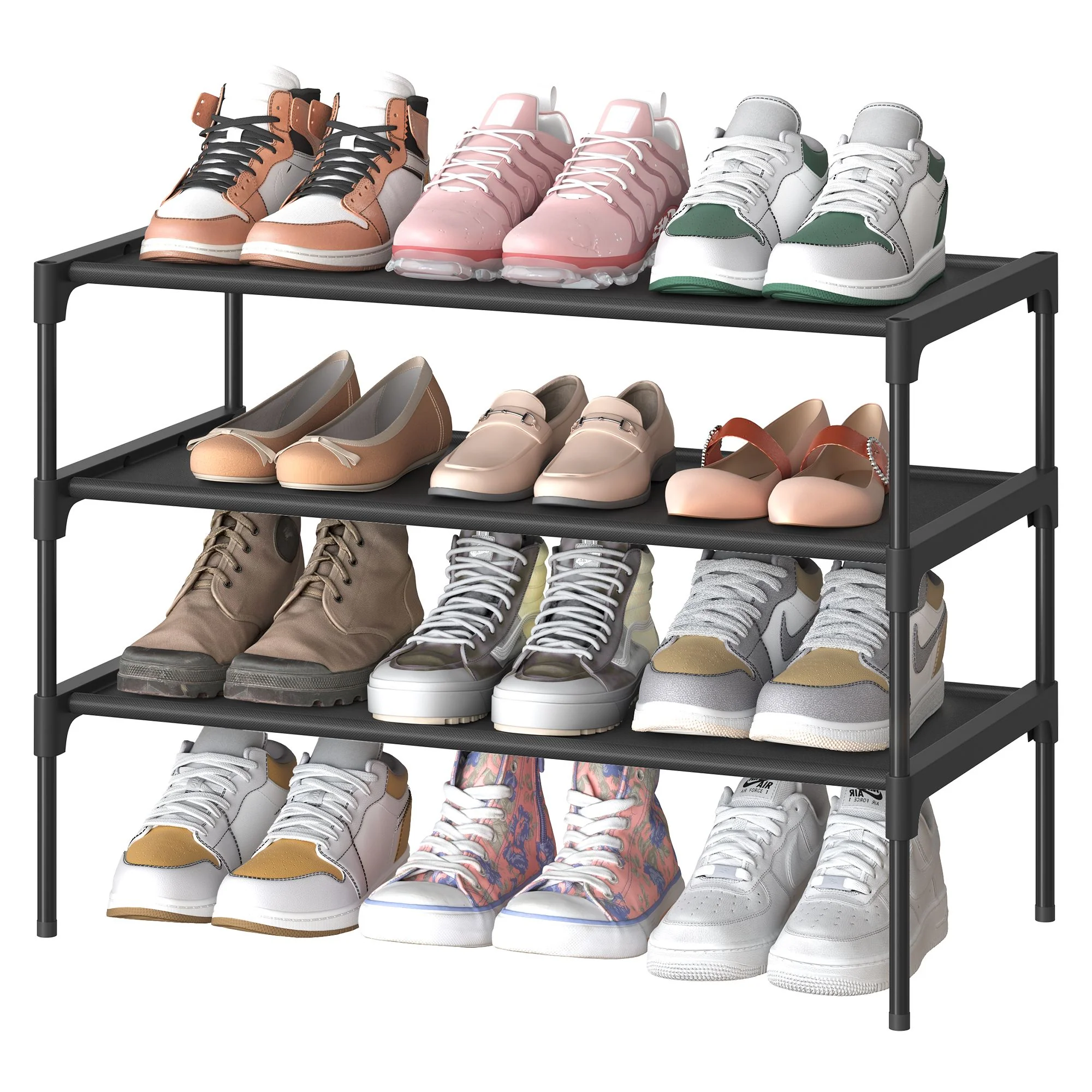 SONGMICS Shoe Rack, 3-Tier Shoe Storage Organizer, Space-Saving, 11.6 x 24.5 x 21 Inches, Entryway