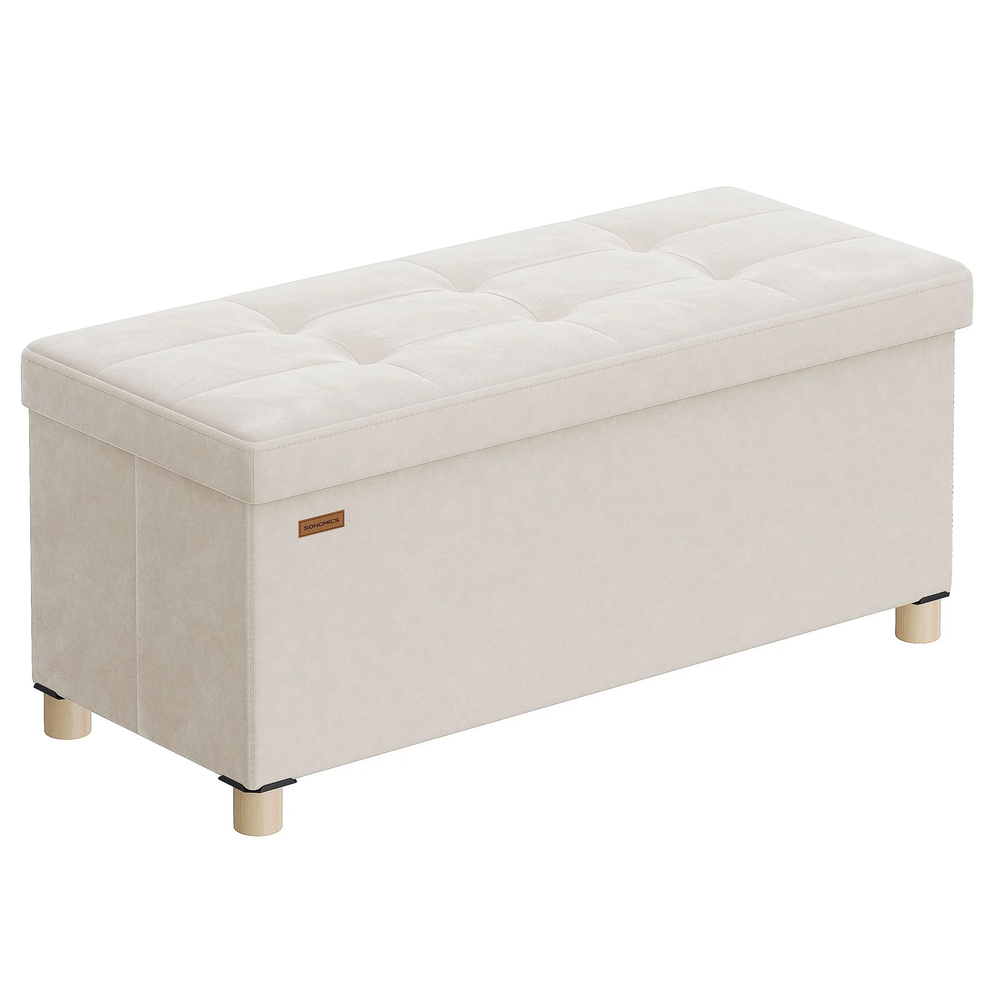 SONGMICS Small Storage Ottoman, Folding Ottoman Cube, 15 x 15 x 15.7 Inches, Footstool, Footrest, 9.8 Gal. (37 L), Velvet Surface, for Bedroom, Living Room, Dorm - Image 4
