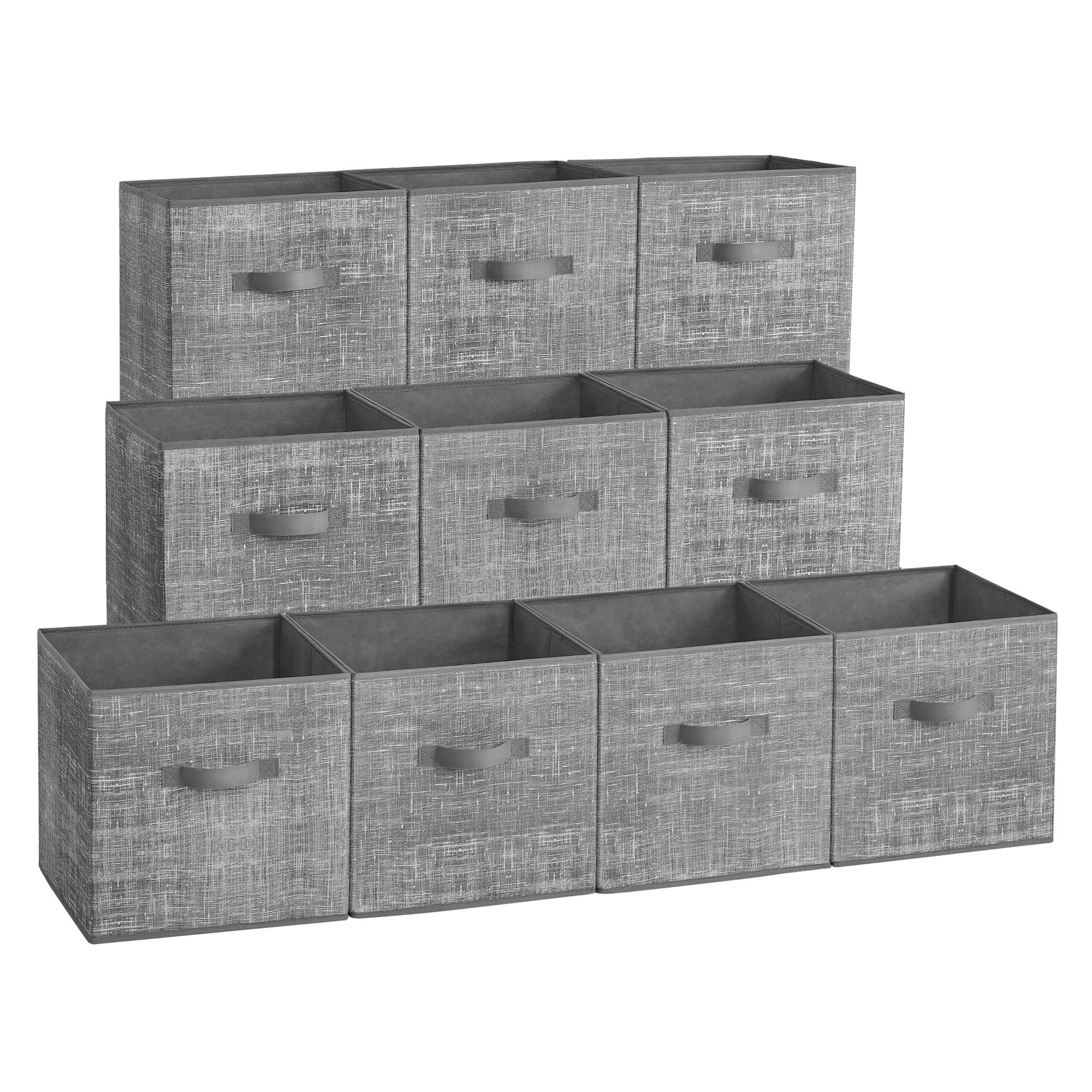 SONGMICS Storage Cubes, Non-Woven Fabric Bins with Double Handles, Set of 10, Closet Organizers for Shelves, Foldable, for Clothes - Image 3