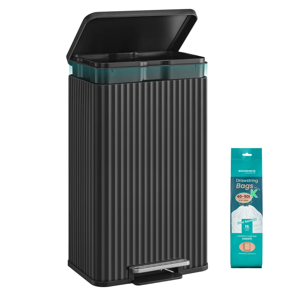 Stainless Steel Garbage Can with Lid and Removable Inner Bucket