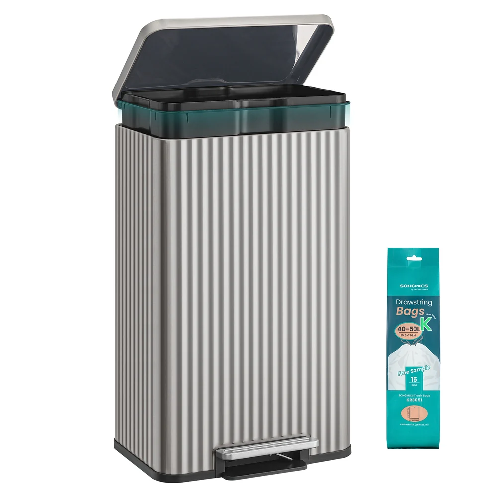 Stainless Steel Garbage Can with Lid and Removable Inner Bucket - Image 2