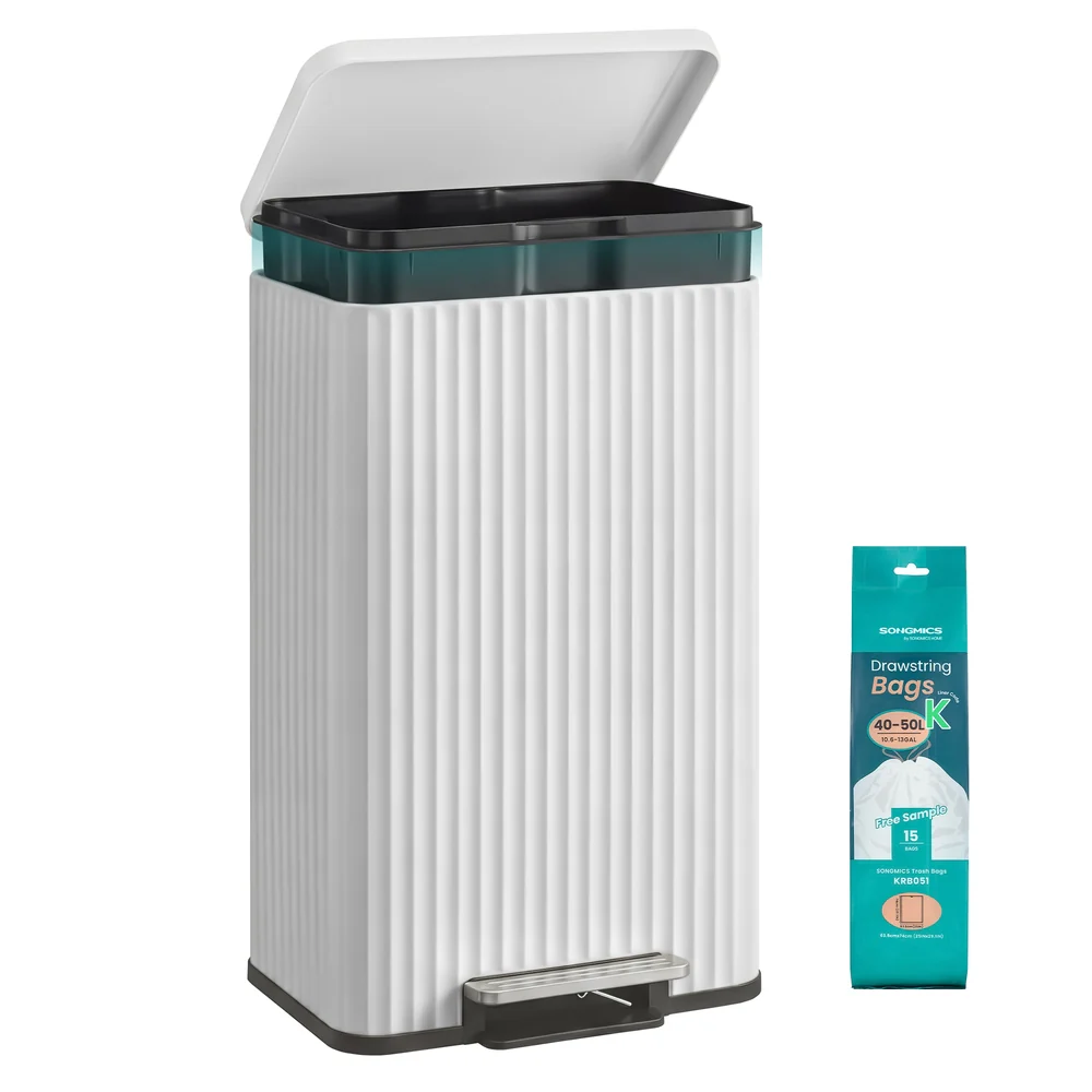 Stainless Steel Garbage Can with Lid and Removable Inner Bucket - Image 3