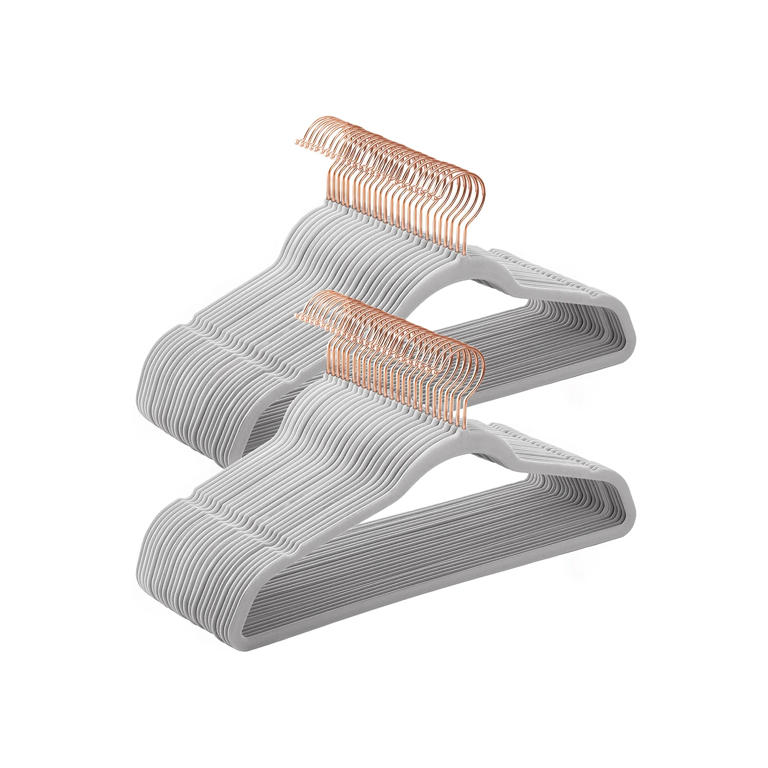 SONGMICS Velvet Hangers, Non-Slip Hanger, Rose Gold Color Swivel Hook