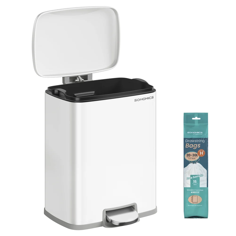 Stainless steel kitchen trash can with soft close lid and inner bucket - Image 2