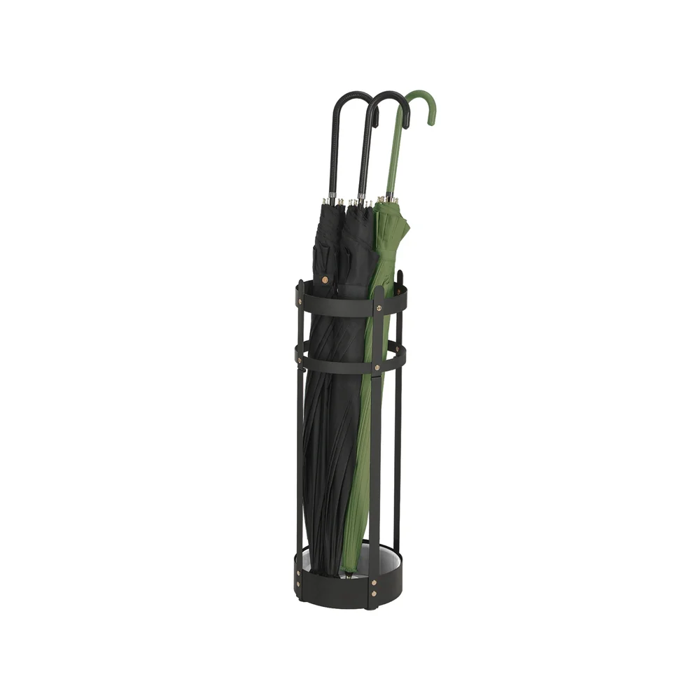 Steel umbrella stand with round holder and detachable drip tray