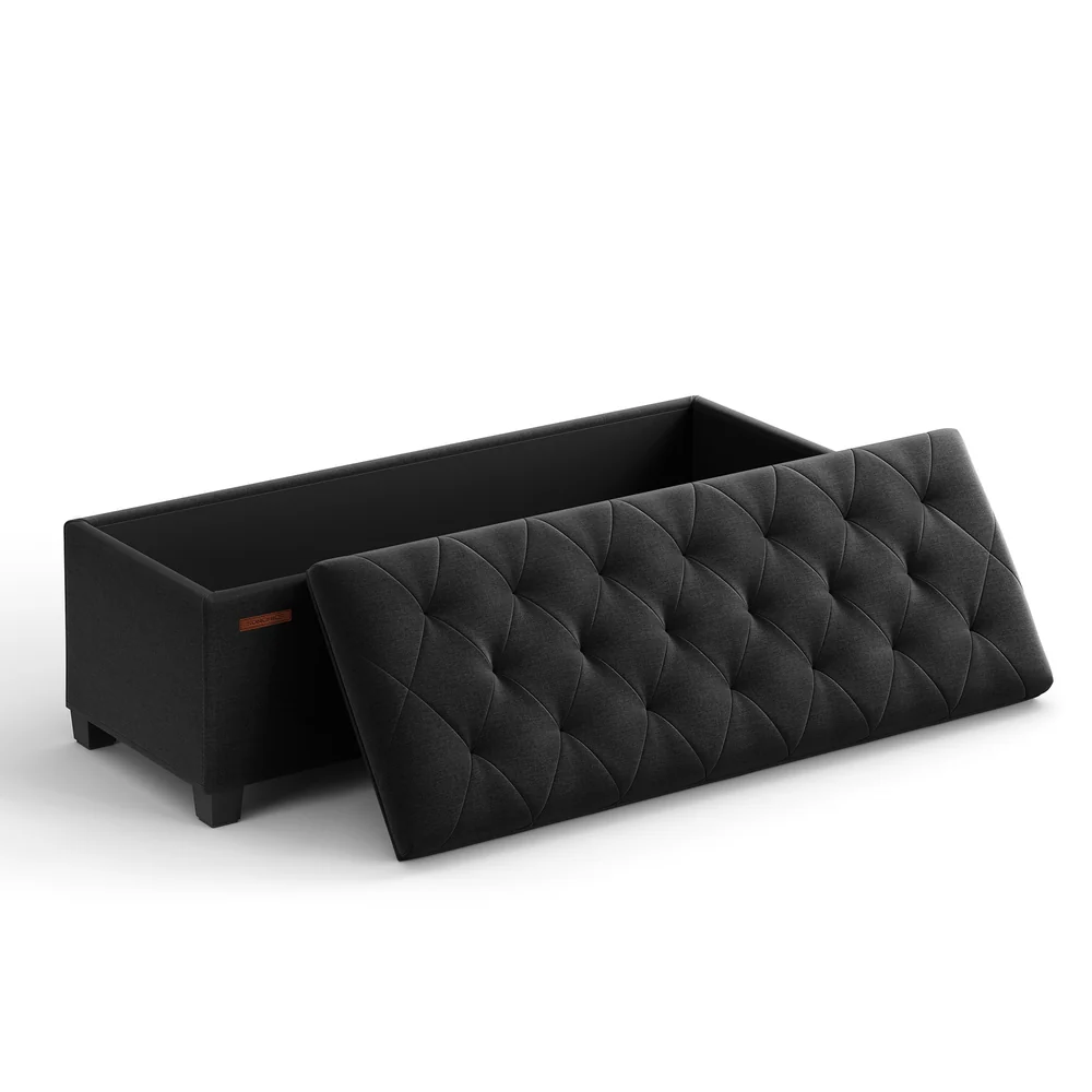Storage Ottoman Bench, Linen-Look Fabric - Image 6