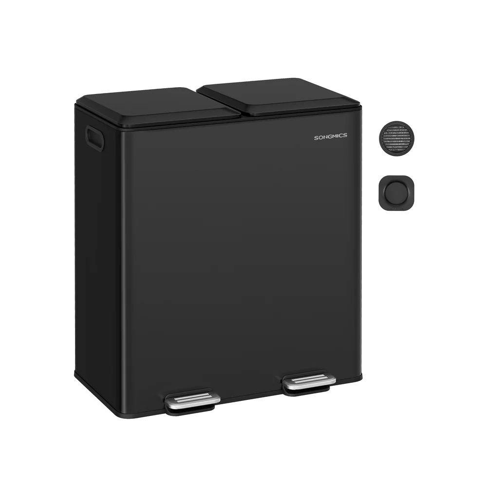 Double Garbage Can with Soft-Close Lids and Removable Inner Buckets