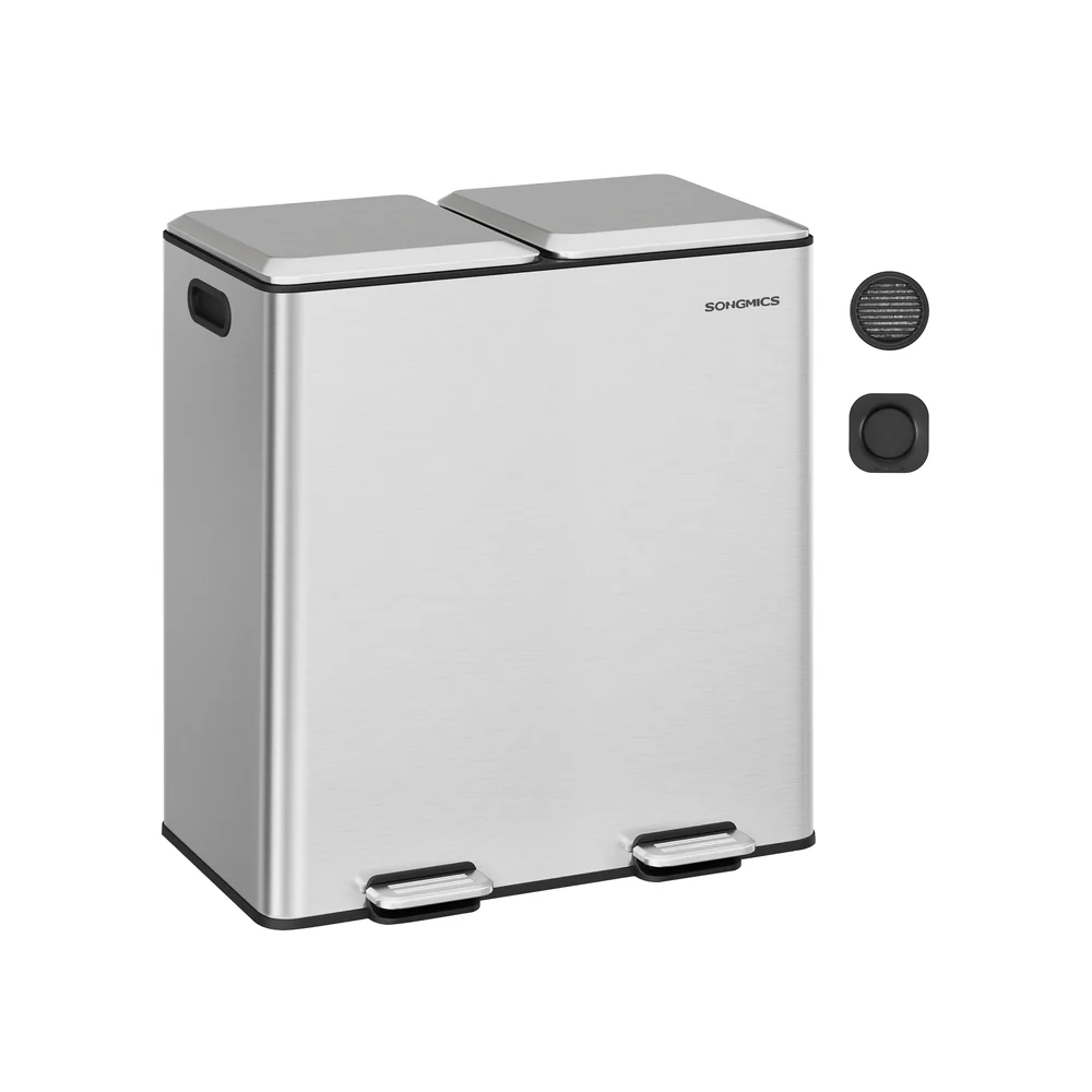 Double Garbage Can with Soft-Close Lids and Removable Inner Buckets - Image 2