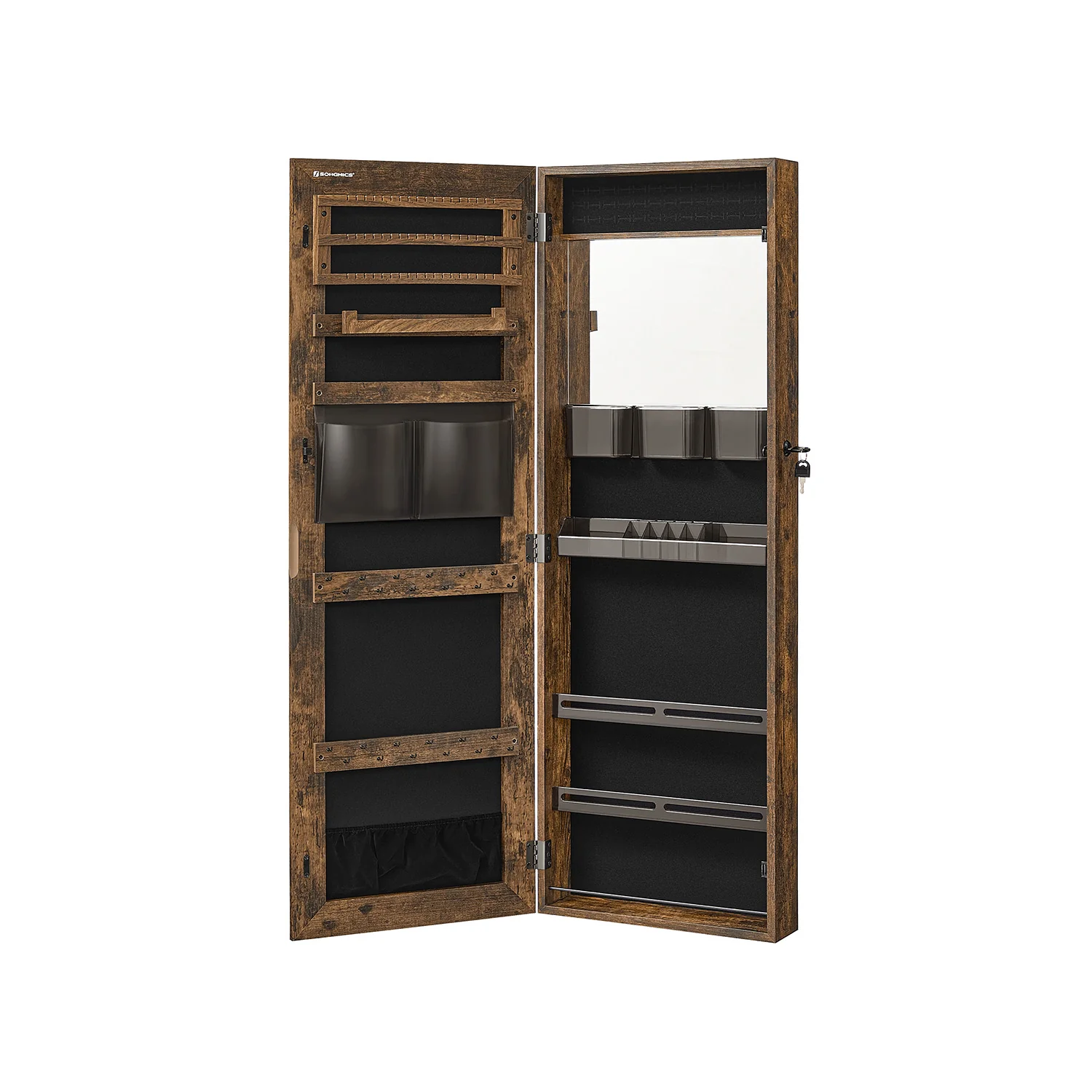 Hanging Jewelry Cabinet Armoire with Built-in Mirror - Image 2