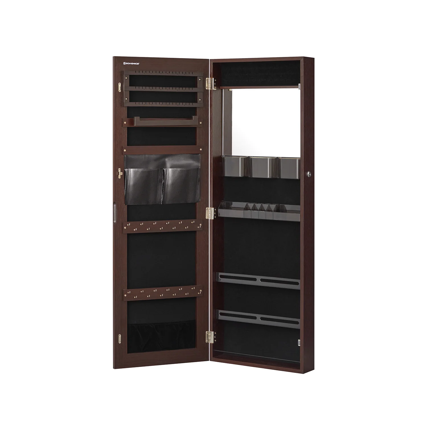 Hanging Jewelry Cabinet Armoire with Built-in Mirror - Image 3