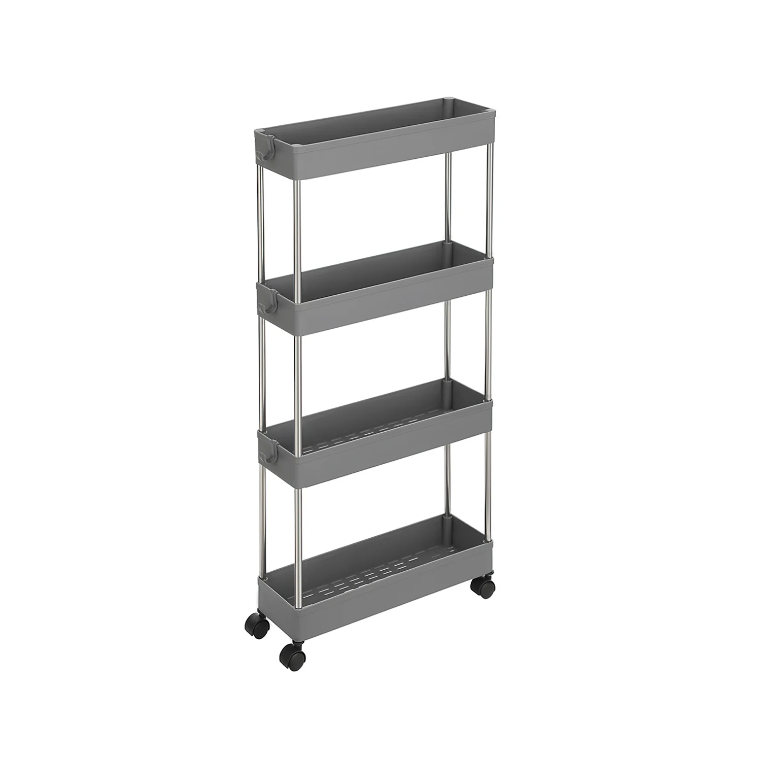 White 4-Tier Slim Storage Cart with Hooks - Image 2