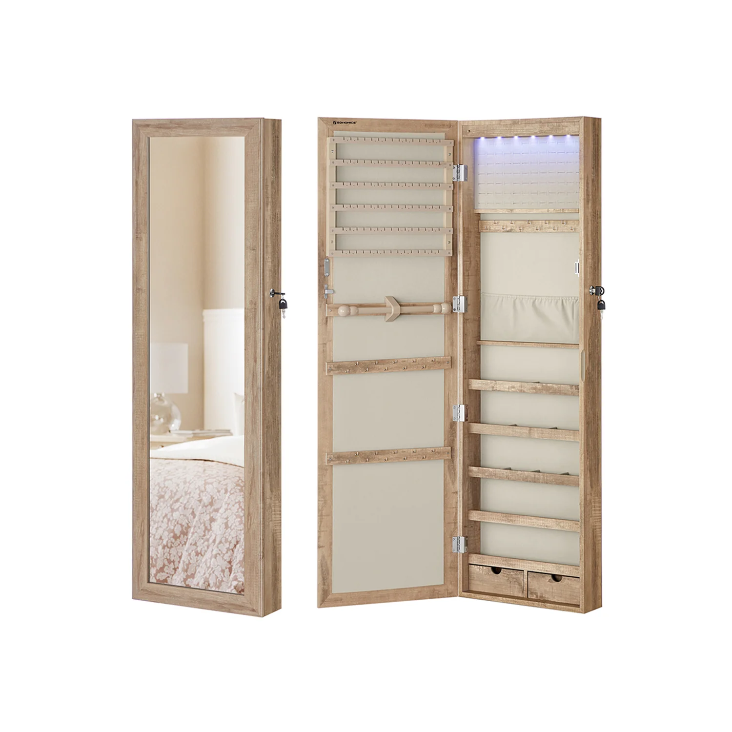47.2"H White Hanging Jewelry Armoire - Image 8
