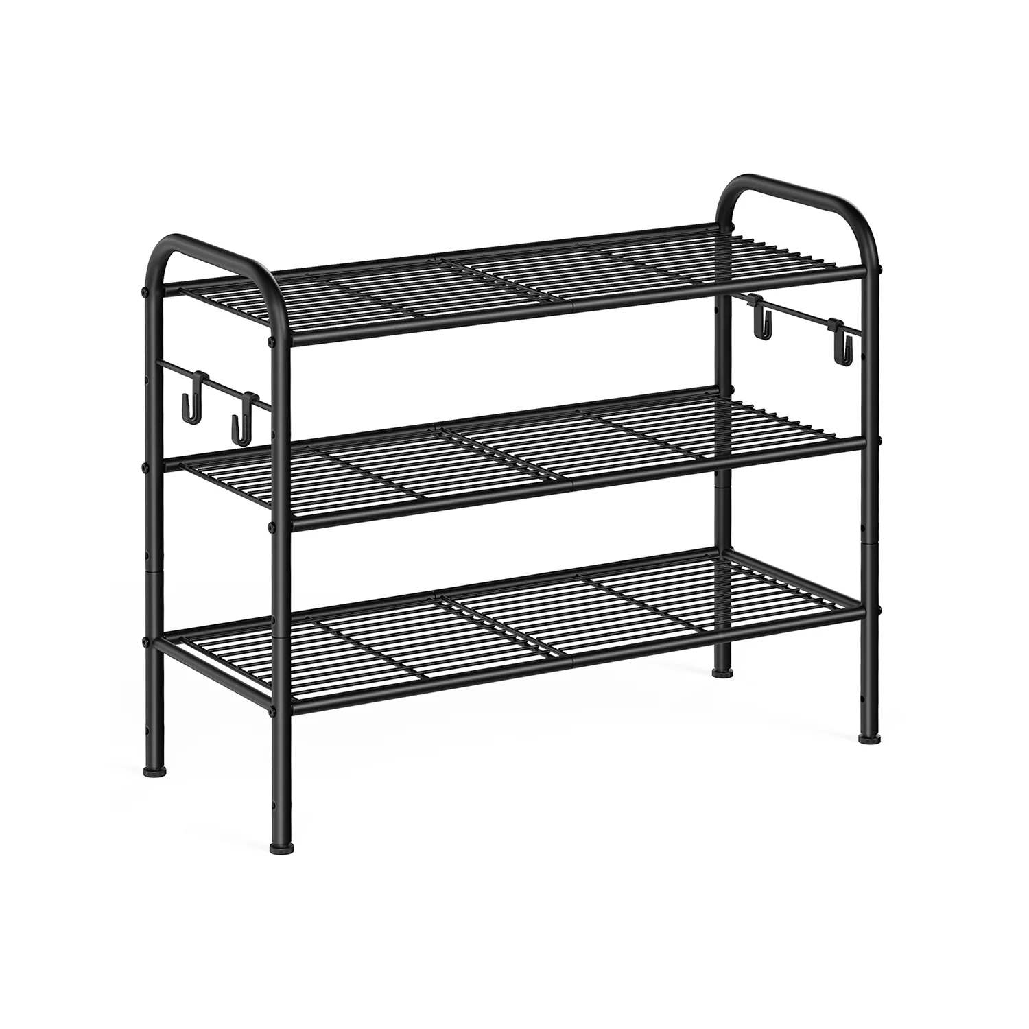 Wide Metal Shoe Rack with Hooks - Image 5