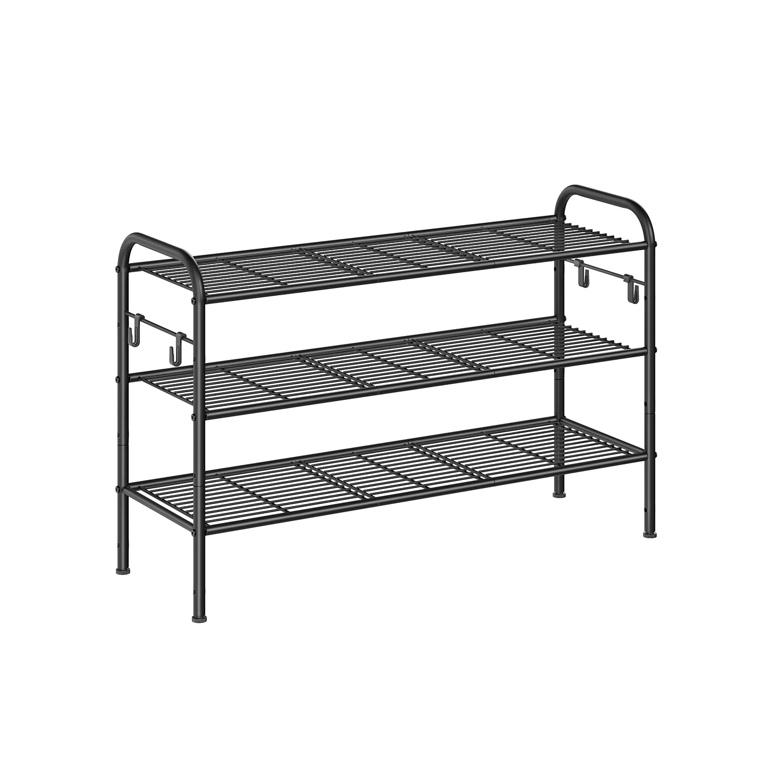 Wide Metal Shoe Rack with Hooks - Image 6