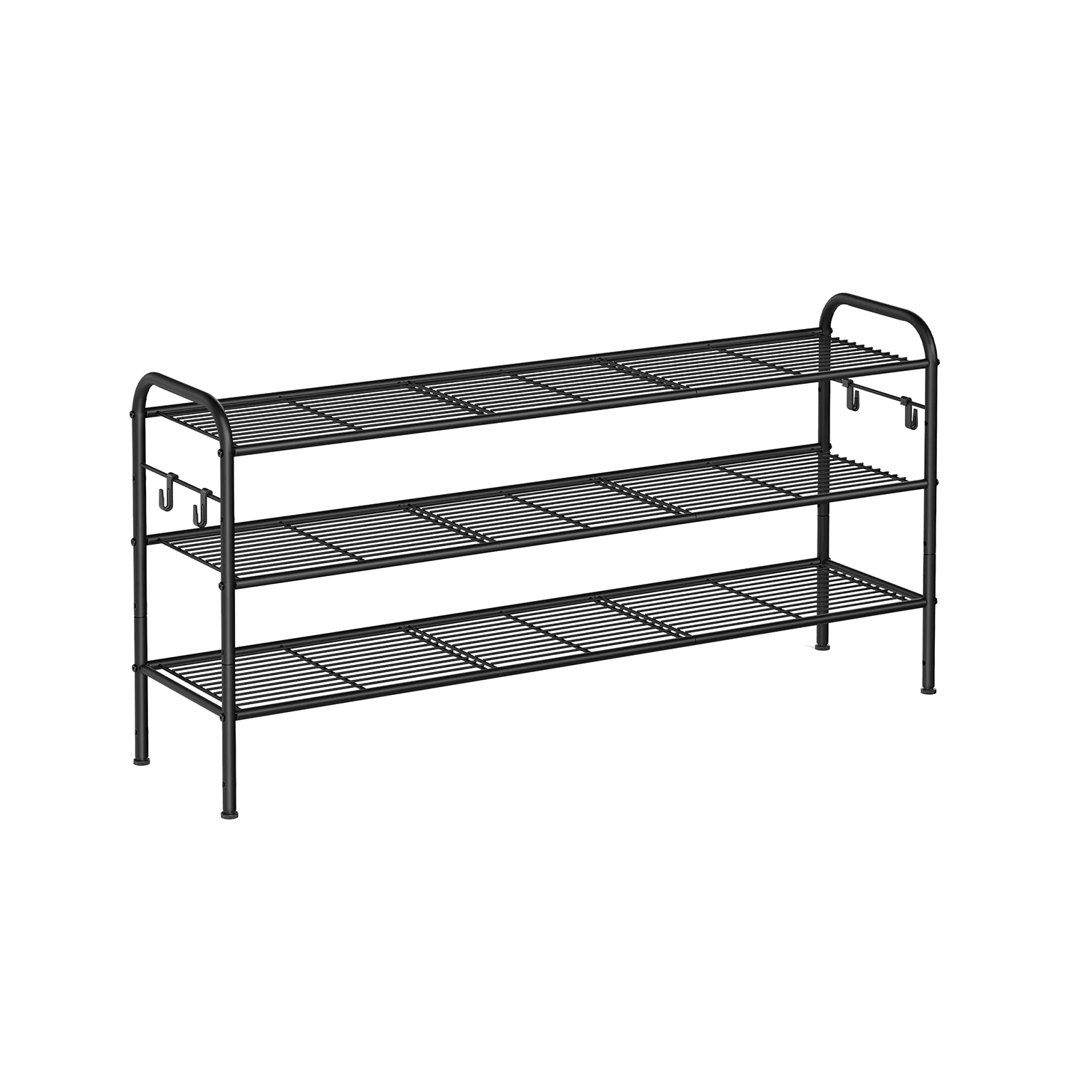 Wide Metal Shoe Rack with Hooks - Image 9