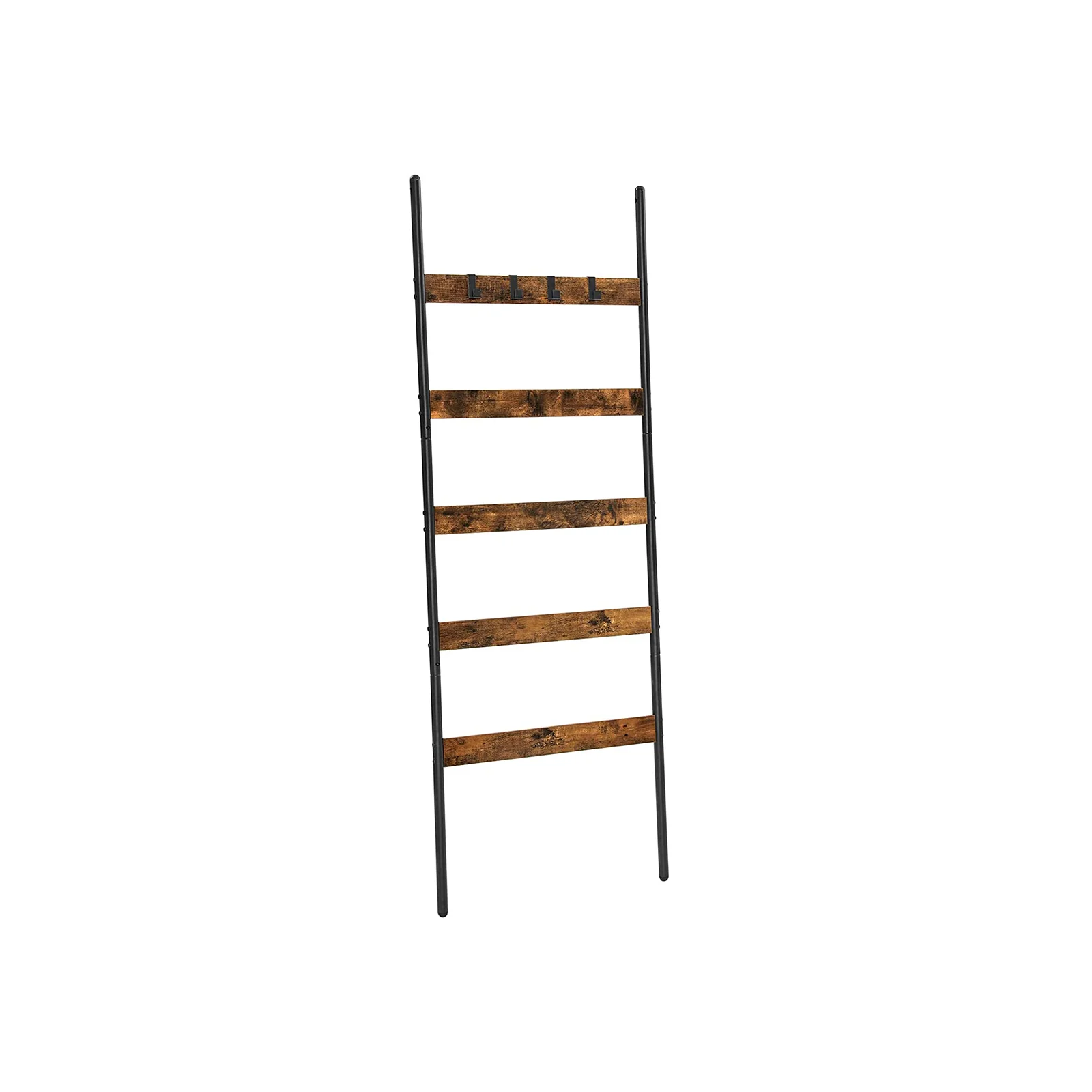 5-Tier Blanket Ladder Shelf with 4 Hooks