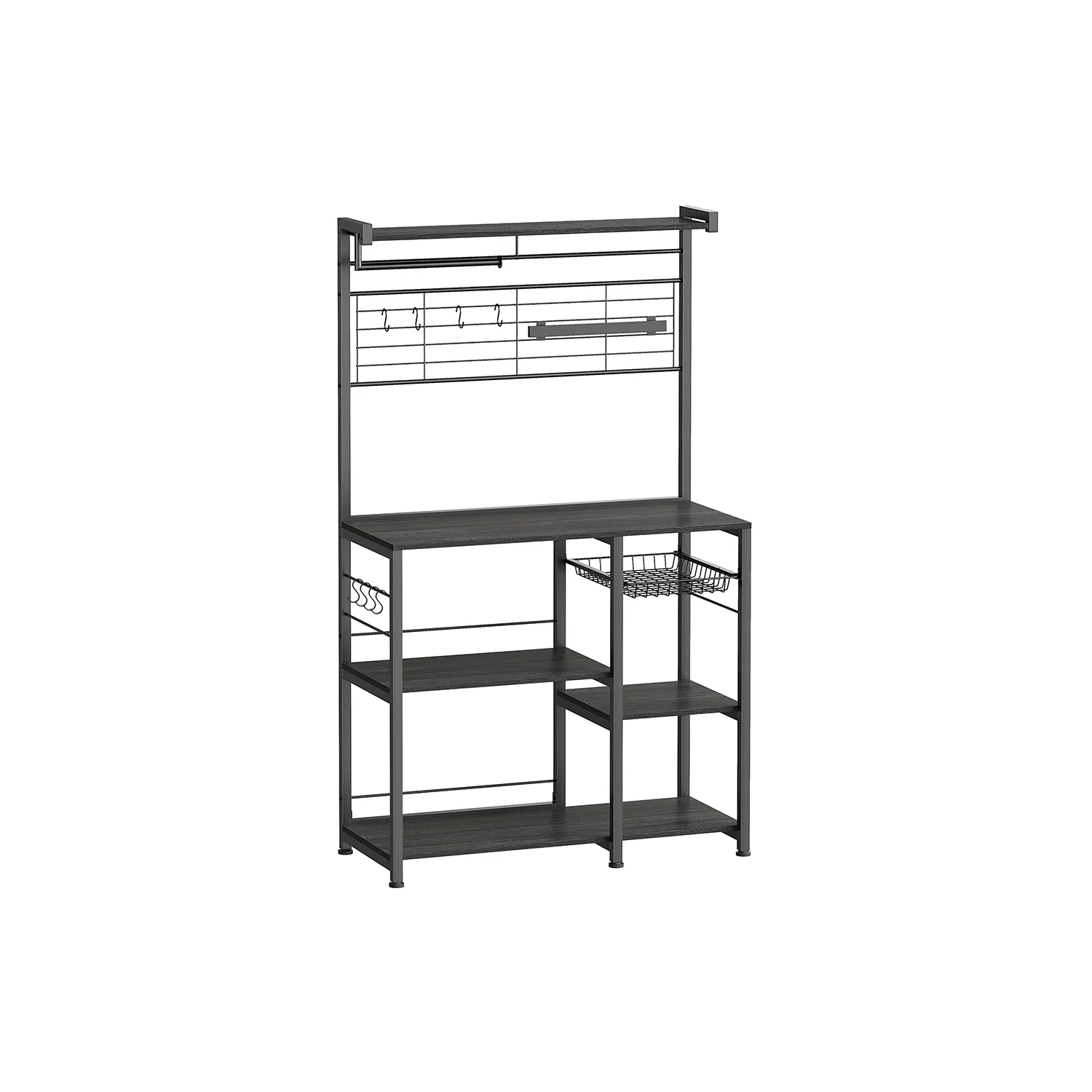 Bakers Rack with Magnetic Knife Holder, Basket and Hooks - Image 3