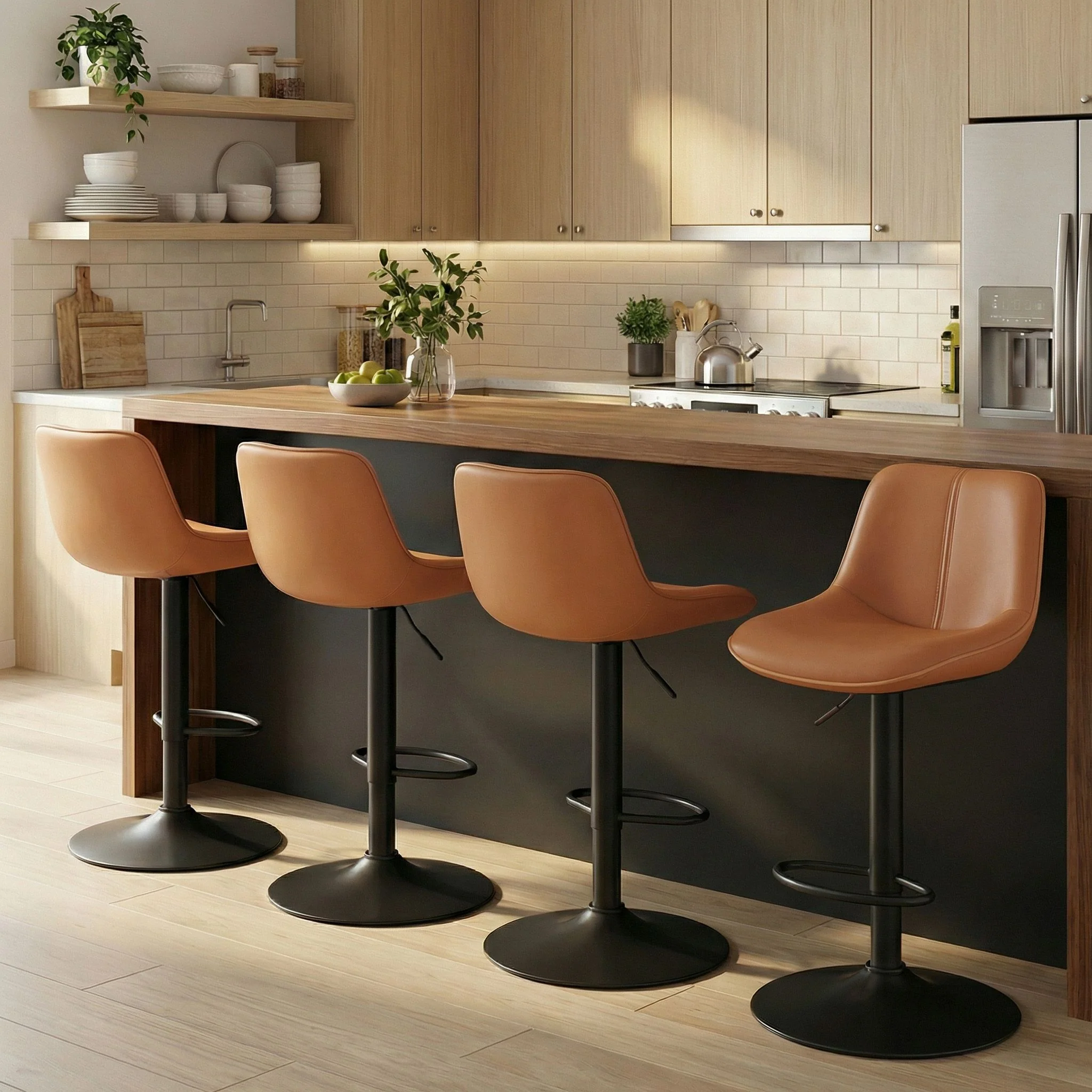 Bar Stools Set of 4, Adjustable Height Swivel Barstools