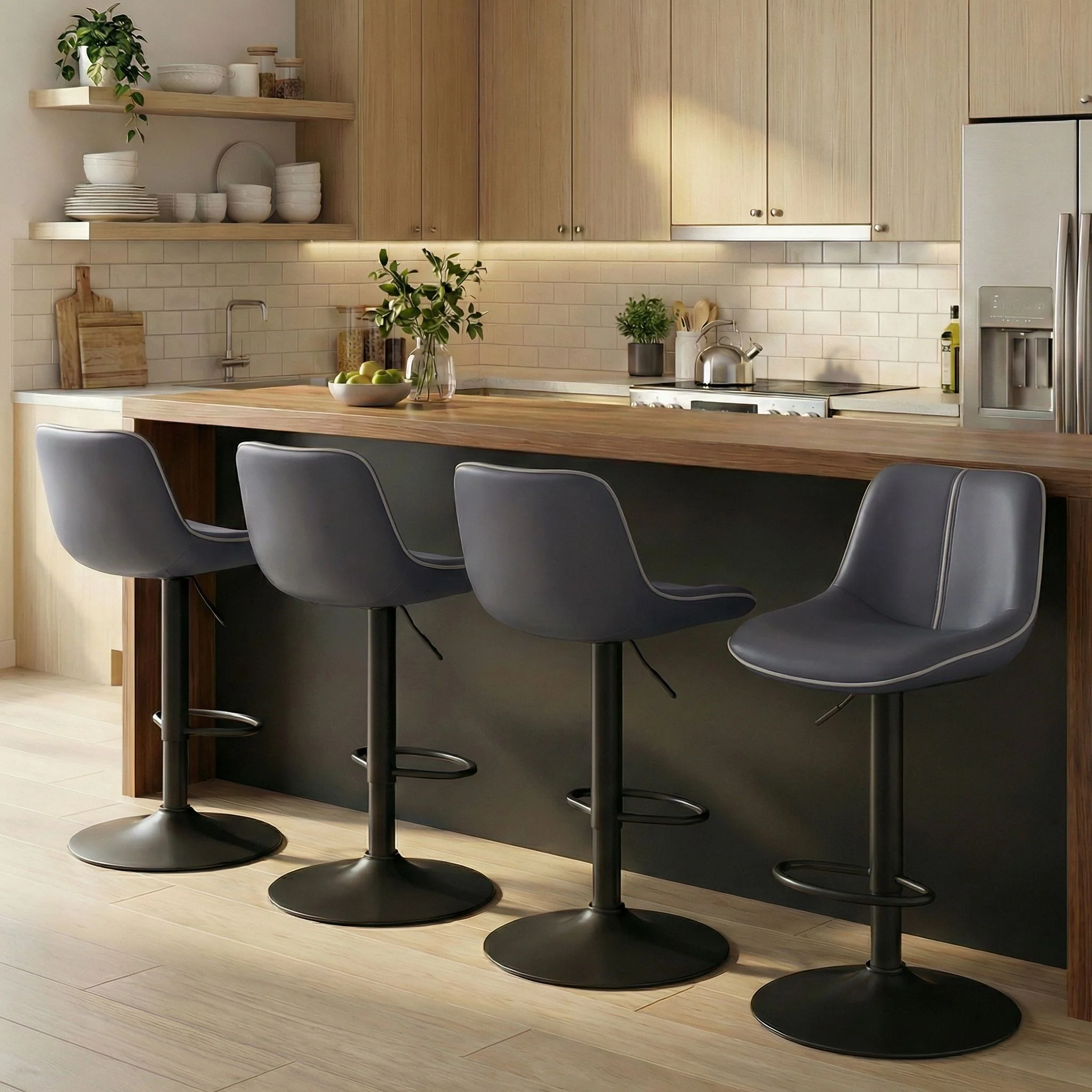 Bar Stools Set of 4, Adjustable Height Swivel Barstools - Image 2