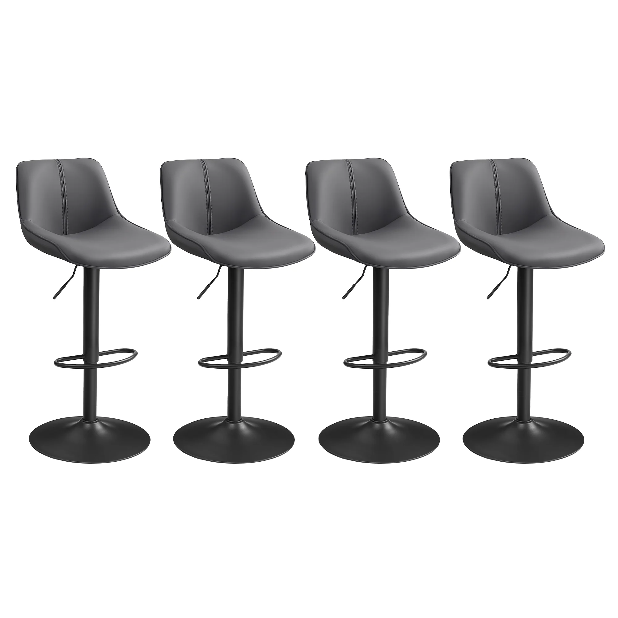 Bar Stools Set of 4, Adjustable Height Swivel Barstools - Image 3