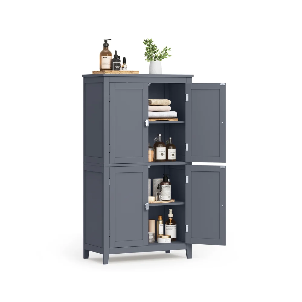Helan Collection - Freestanding Bathroom Floor Storage Cabinet with 4 Doors - Image 5