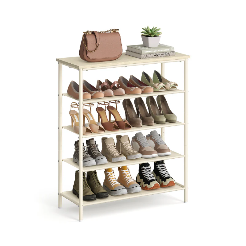 Shoe Storage Rack with 4 Fabric Shelves - Image 2