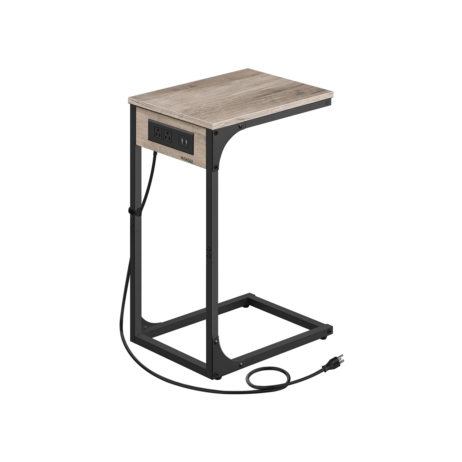 C-Shaped Side Table with Charging Station - Image 2